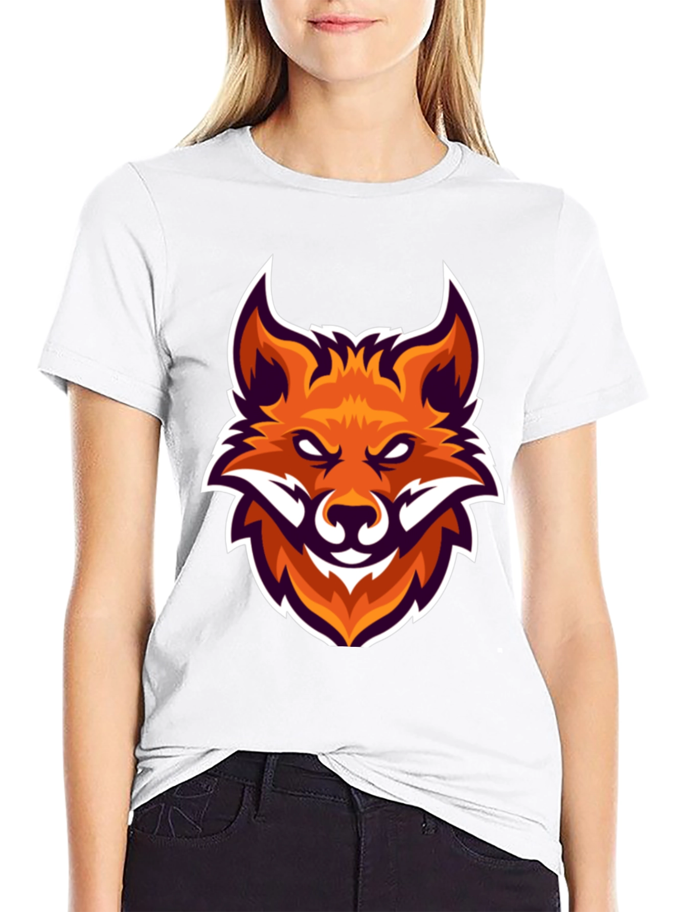 Black Black T-Shirt with Fox Head Graphic view 9