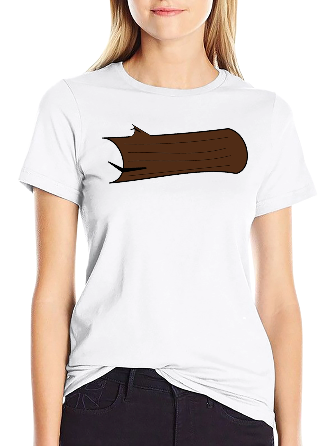 Black Cartoon Log Graphic Tee - Black Cotton T-Shirt view 9