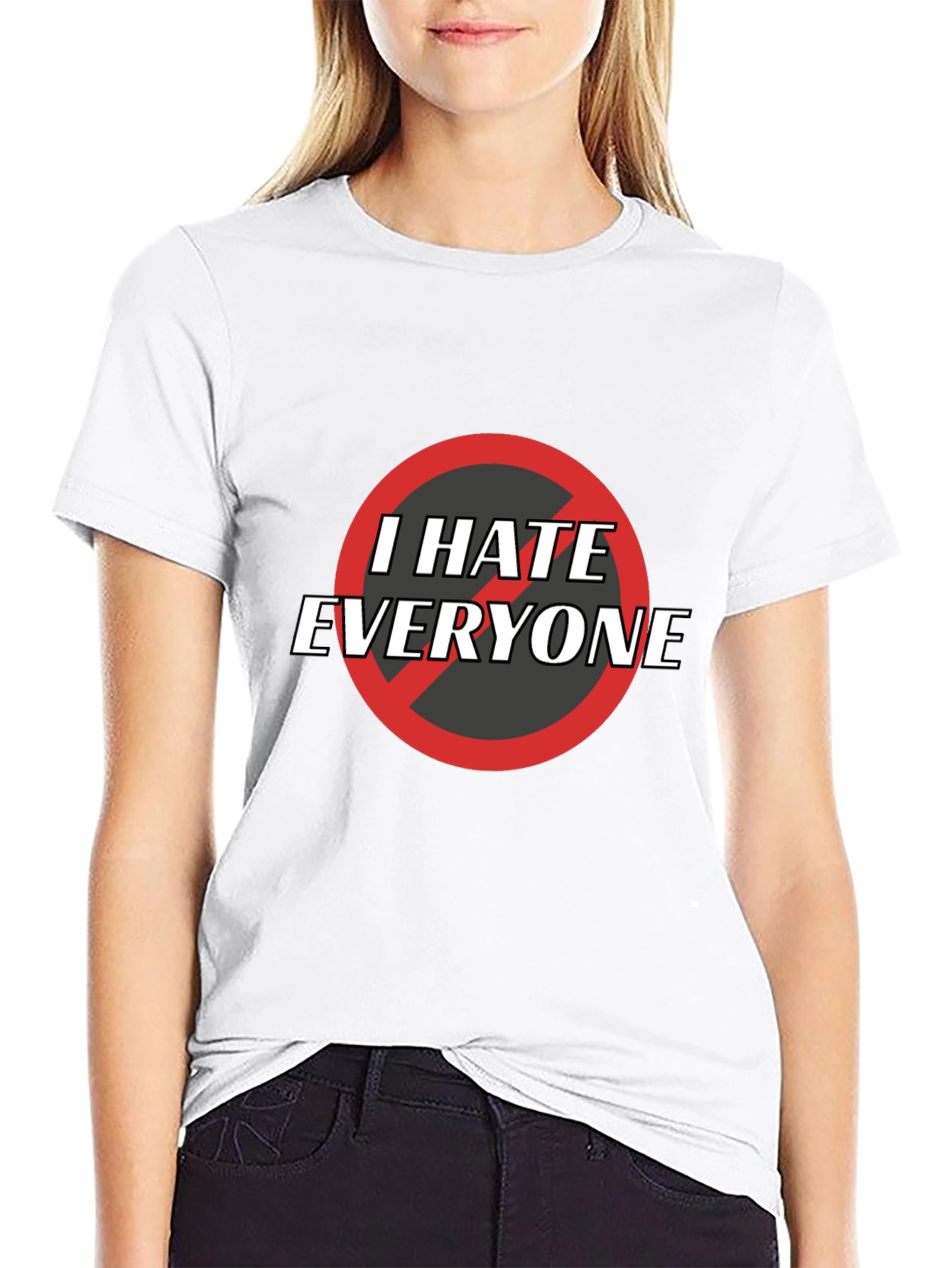 Black I Hate Everyone Graphic Tee - Black Cotton T-Shirt view 9