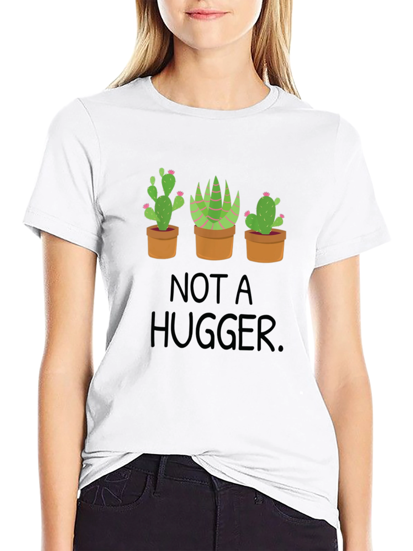 Black Not a Hugger Cactus Graphic Tee view 9