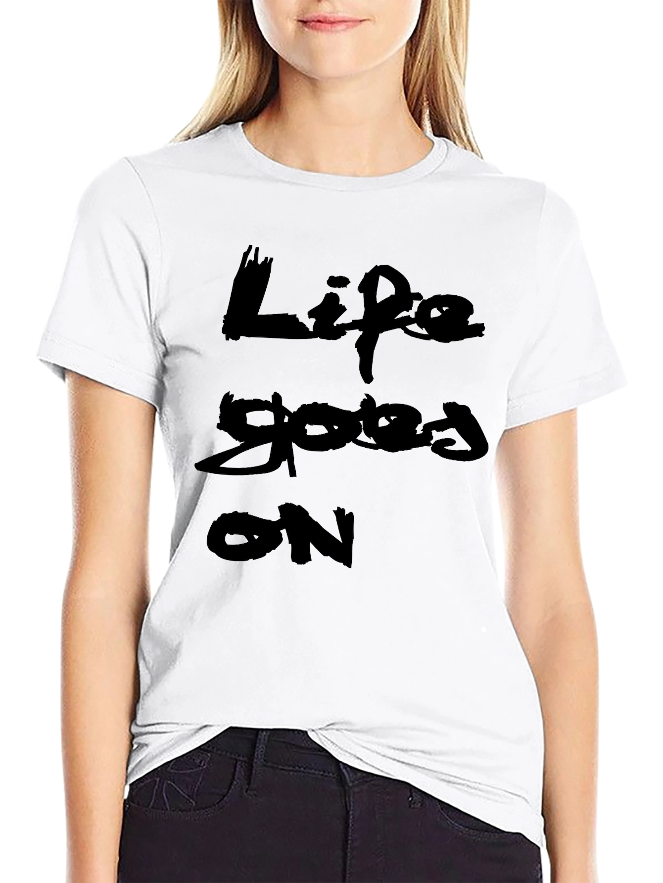 Black Life Goes On T-Shirt - Black Crew Neck Graphic Tee view 9