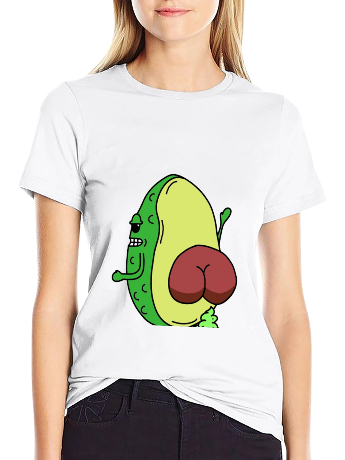 Black Funny Avocado Butt T-Shirt - Black view 9