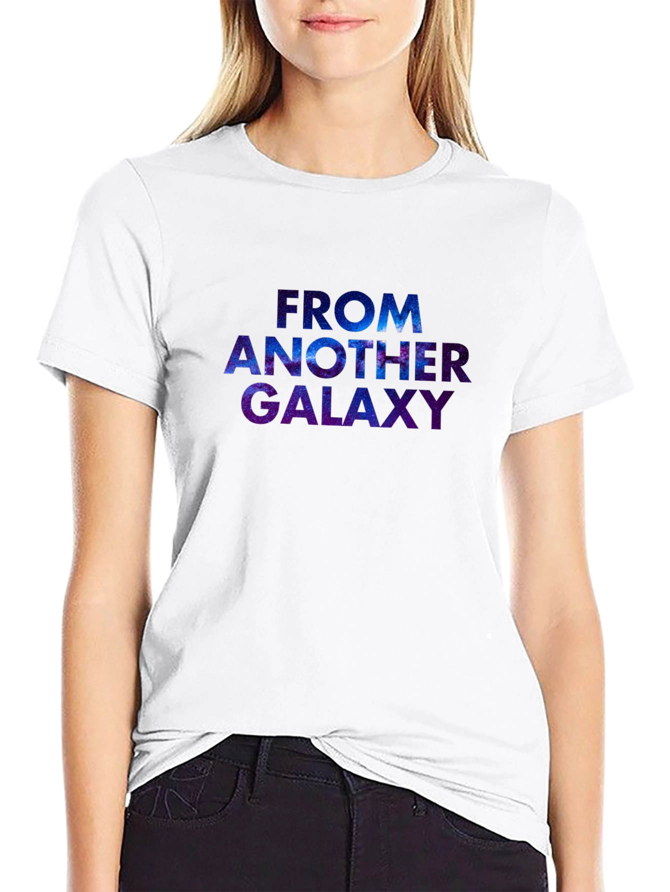 Black Galaxy Design Graphic T-Shirt view 9