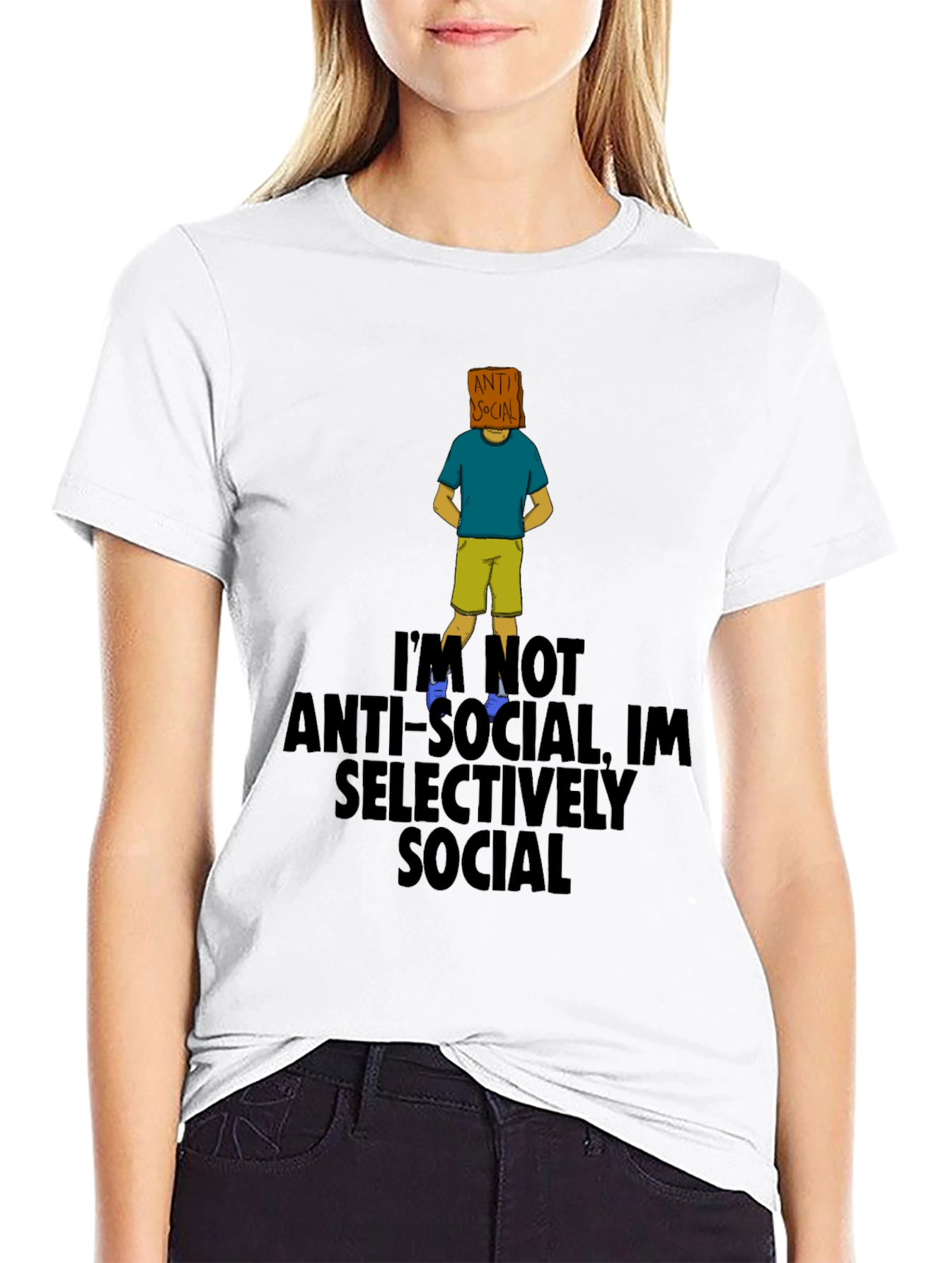 Black Anti-Social Selectively Social T-Shirt view 9