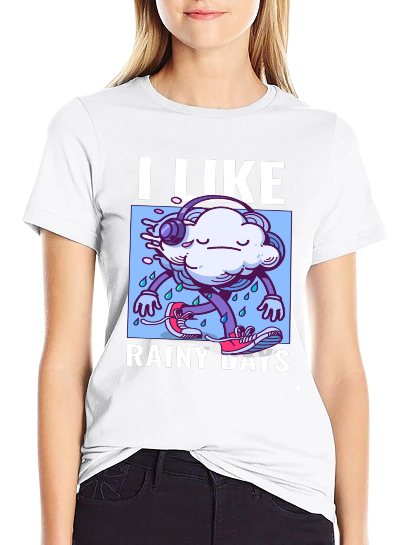 Black I Like Rainy Days Graphic T-Shirt view 9