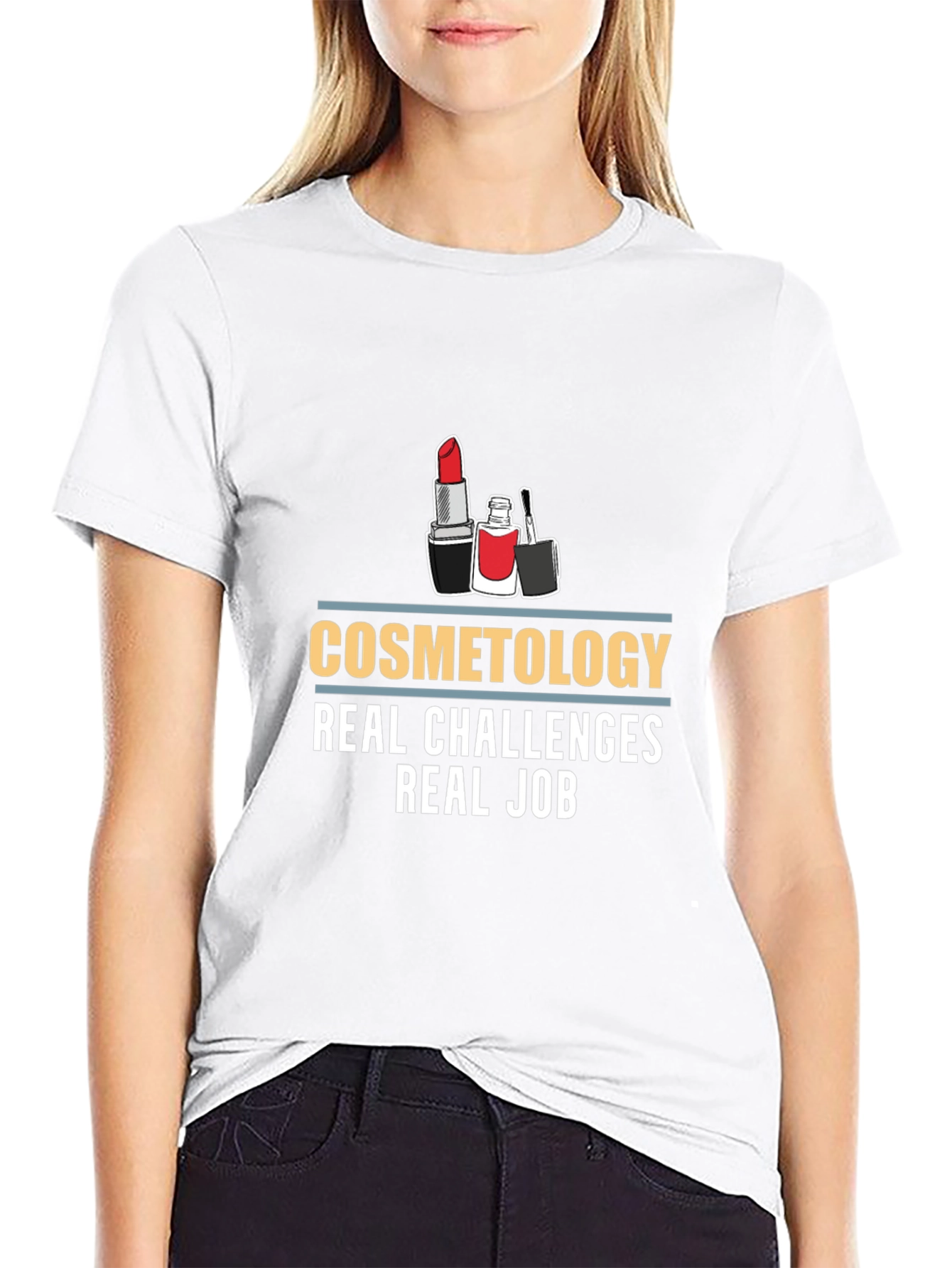 Black Cosmetology Real Challenges Black T-Shirt view 9
