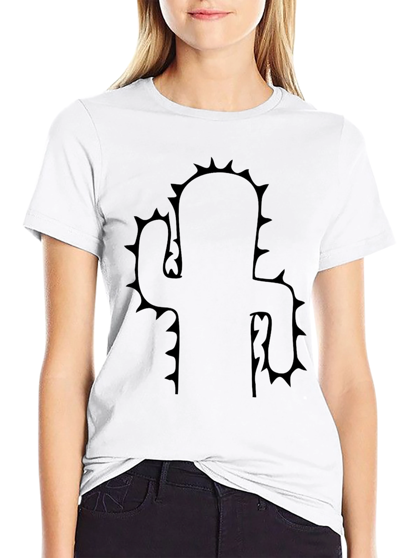 Black Cactus Silhouette Black T-Shirt view 9