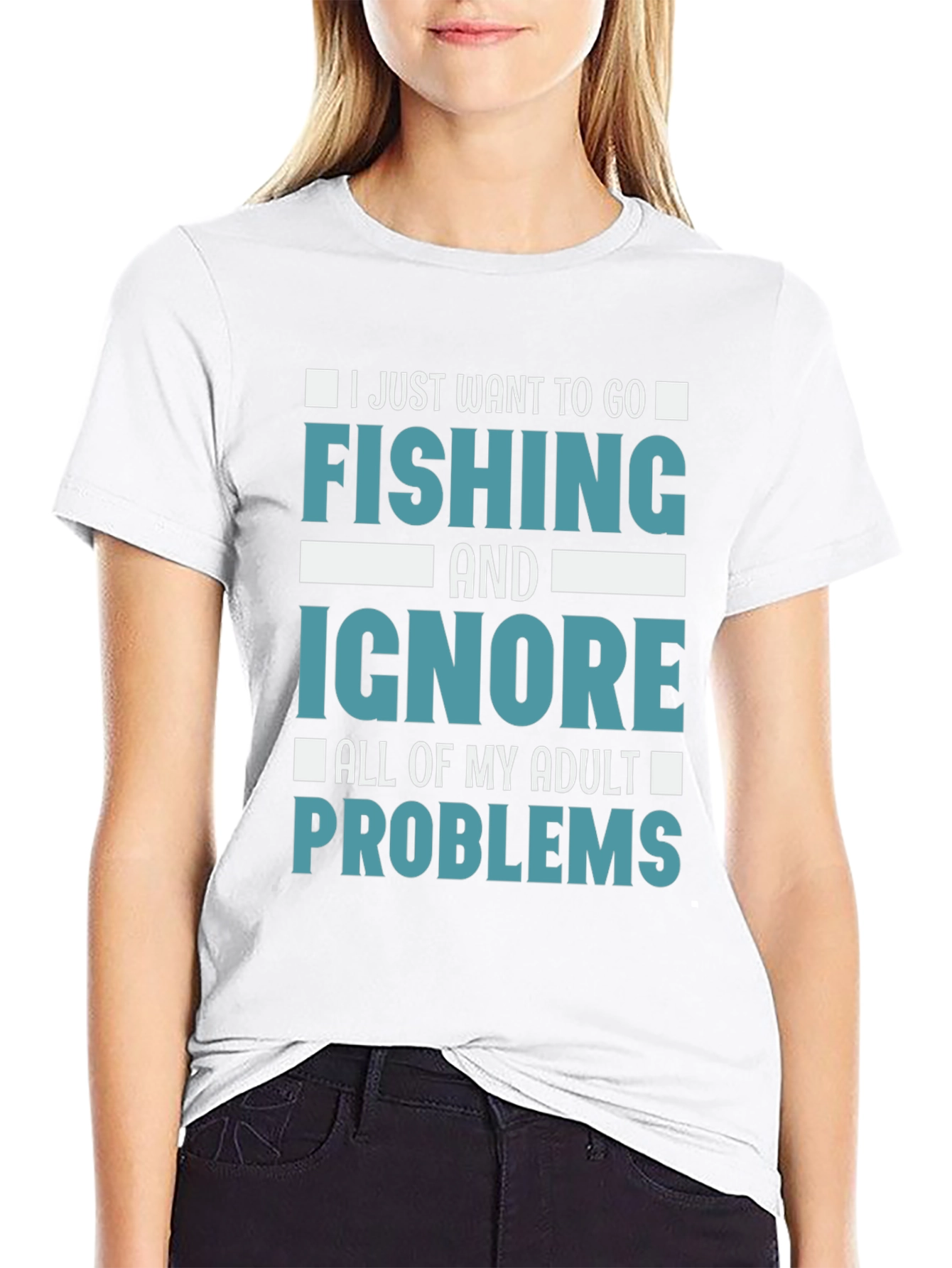 Black Fishing T-Shirt - Ignore Adult Problems Tee view 9