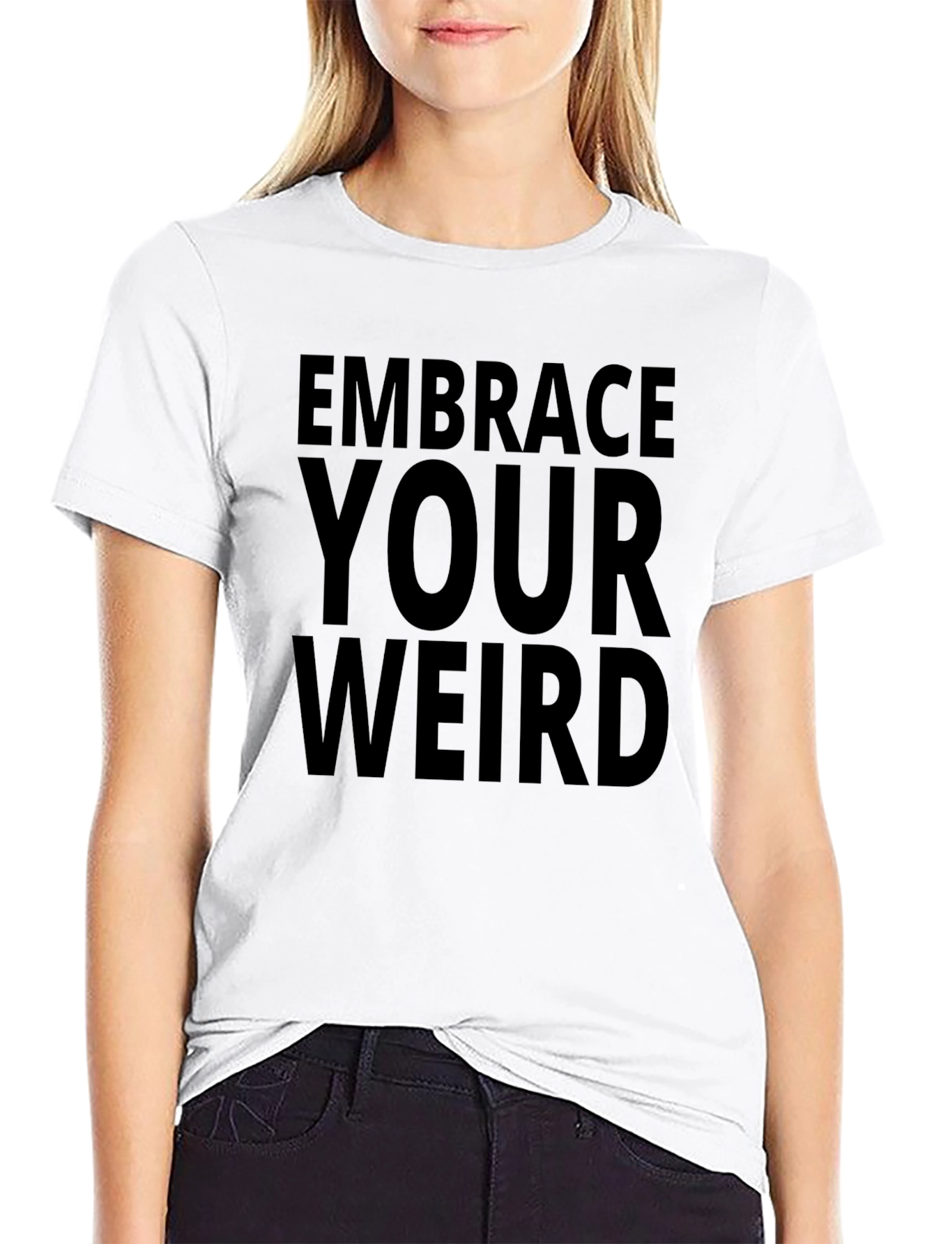 Black Embrace Your Weird Black Graphic Tee view 9