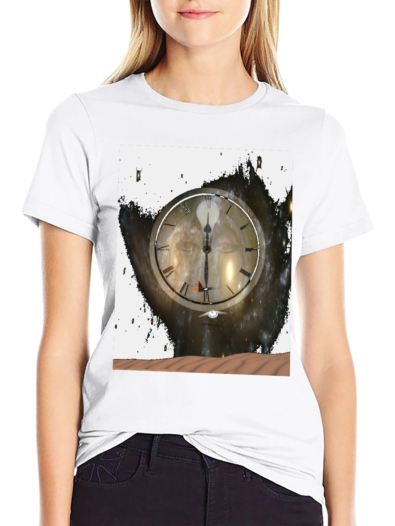 Black Time and Space Graphic Tee - Black Cotton Comfort view 9