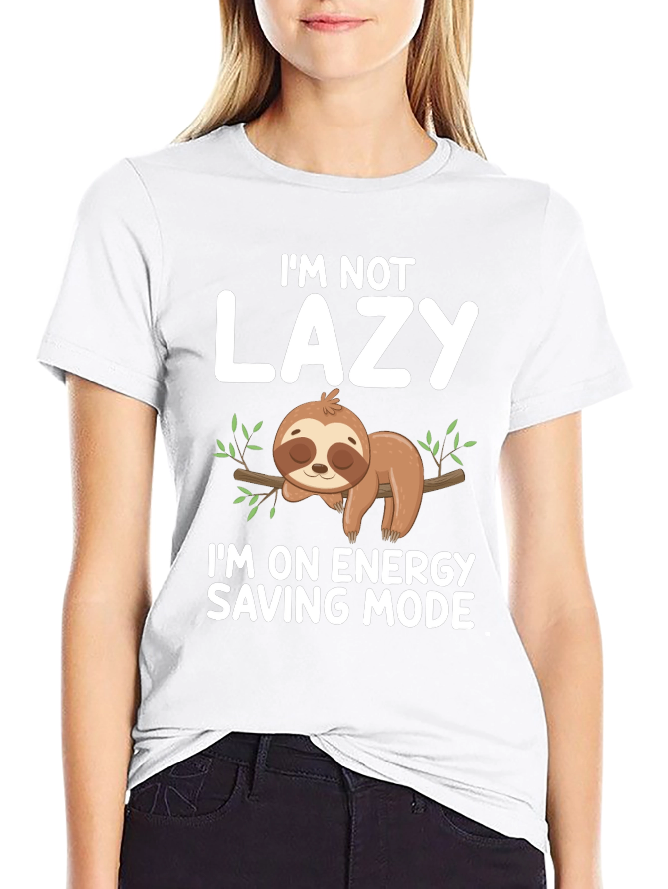 Black Lazy Sloth Energy Saving Mode Graphic Tee view 9
