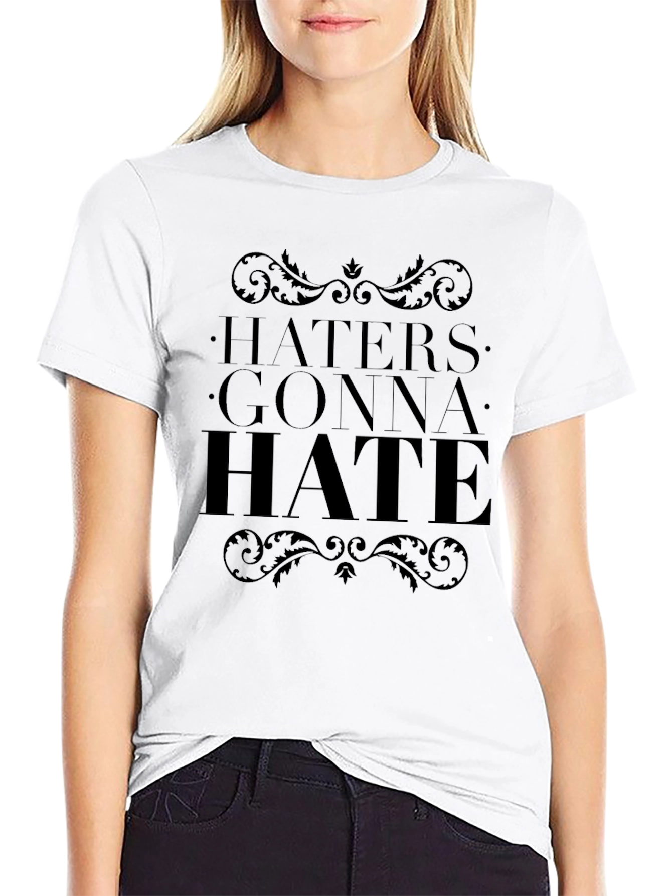 Black Haters Gonna Hate Graphic Tee - Black view 9