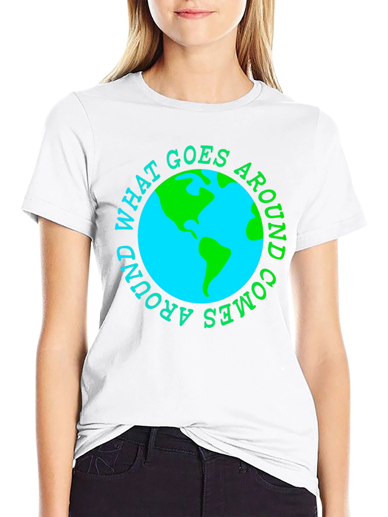 Black What Goes Around Comes Around Earth T-Shirt view 9