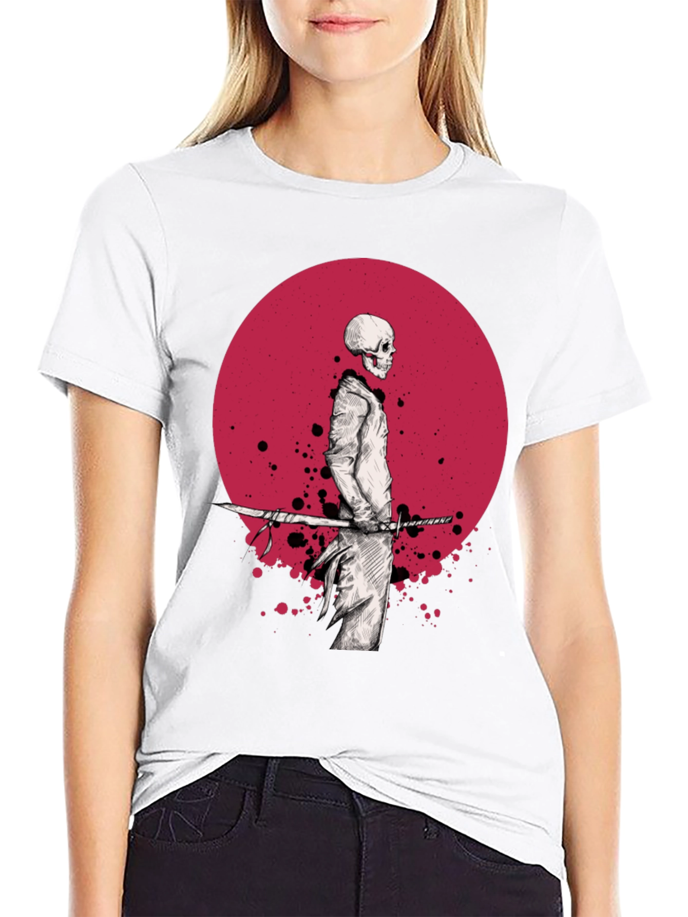 Black Samurai Skeleton T-Shirt - Black Graphic Tee view 9