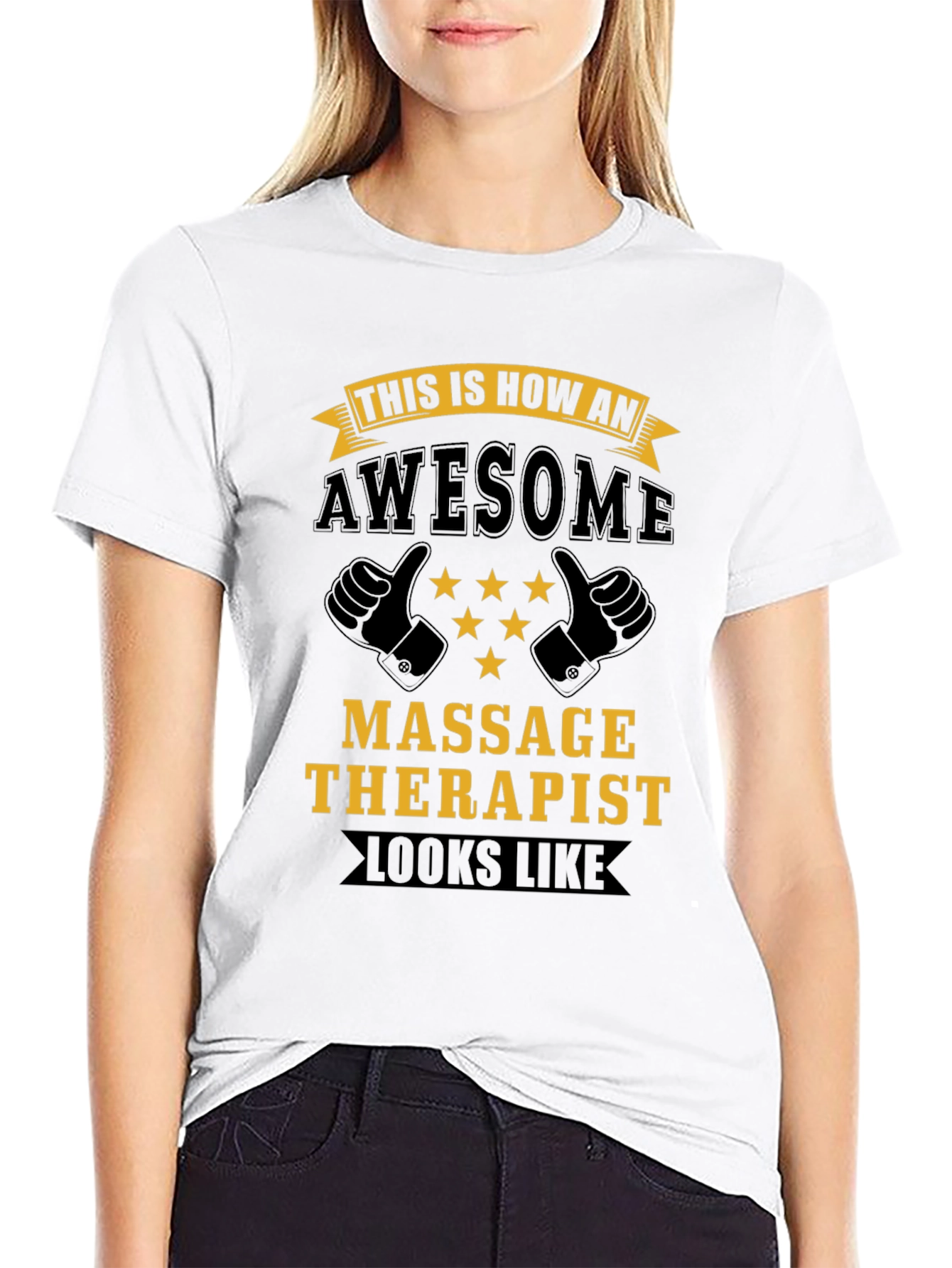 Black Awesome Massage Therapist T-Shirt - Black view 9