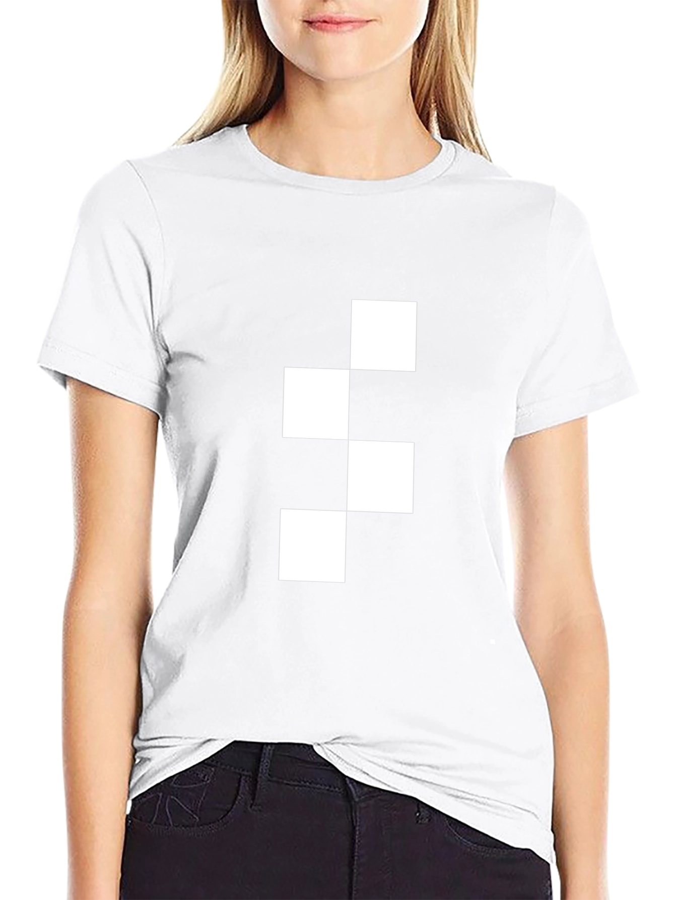 Black Modern Checkered Block Graphic Tee - Black view 9