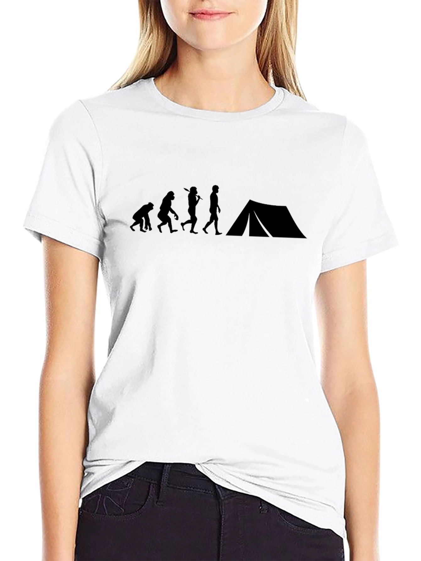 Black Evolution of Camping T-Shirt - Black Graphic Tee view 9