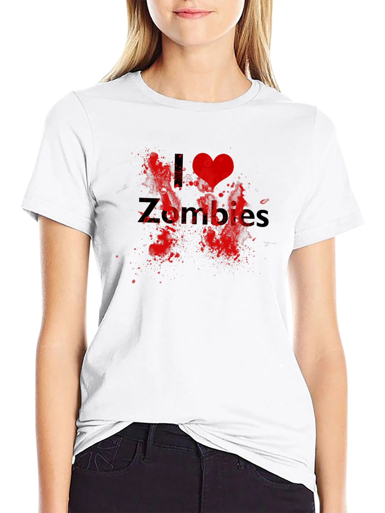 Black I Love Zombies Graphic Tee - Black Cotton T-Shirt view 9