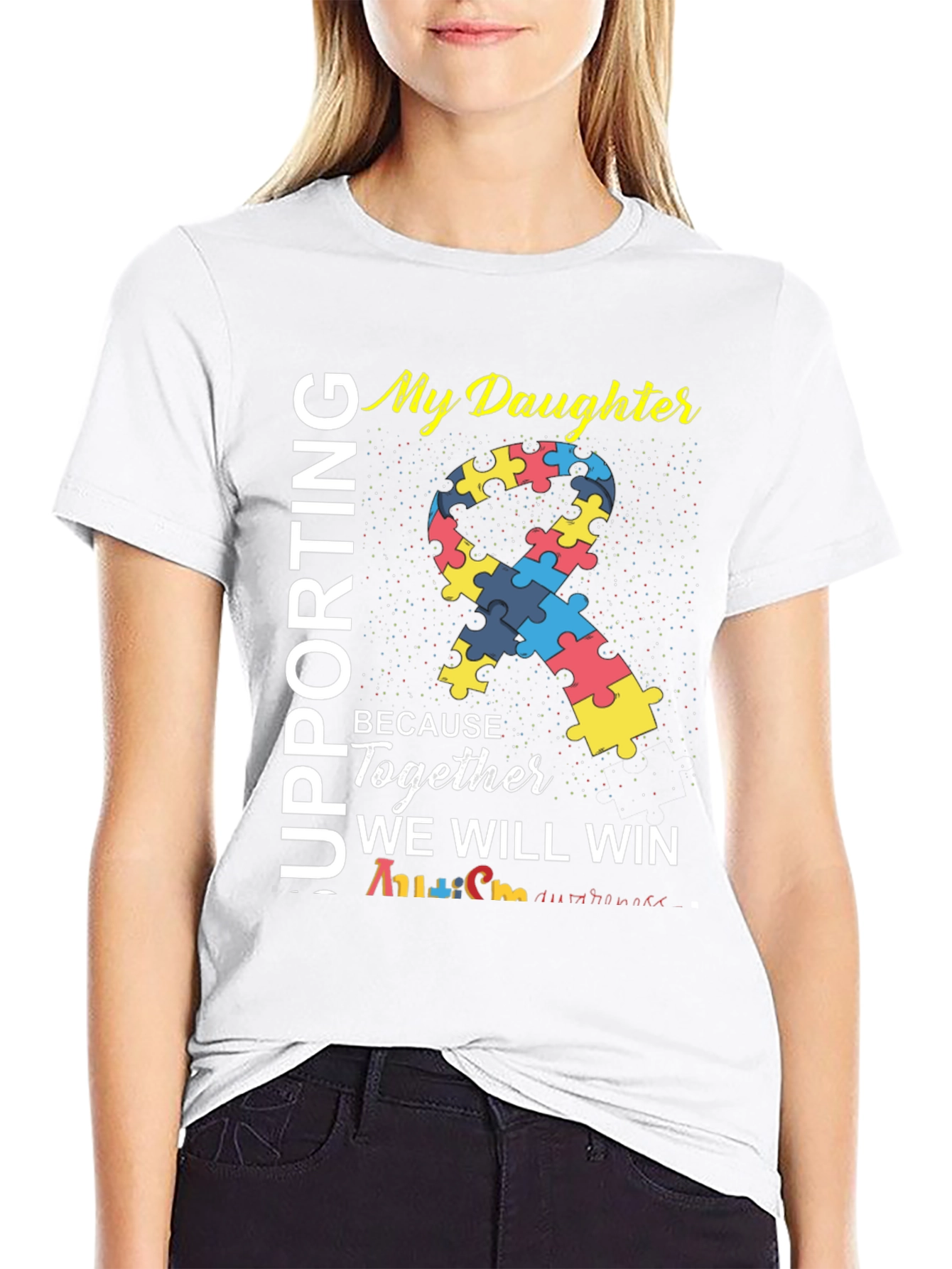 Black Autism Awareness T-Shirt - My Daughter - Together We Will Win view 9