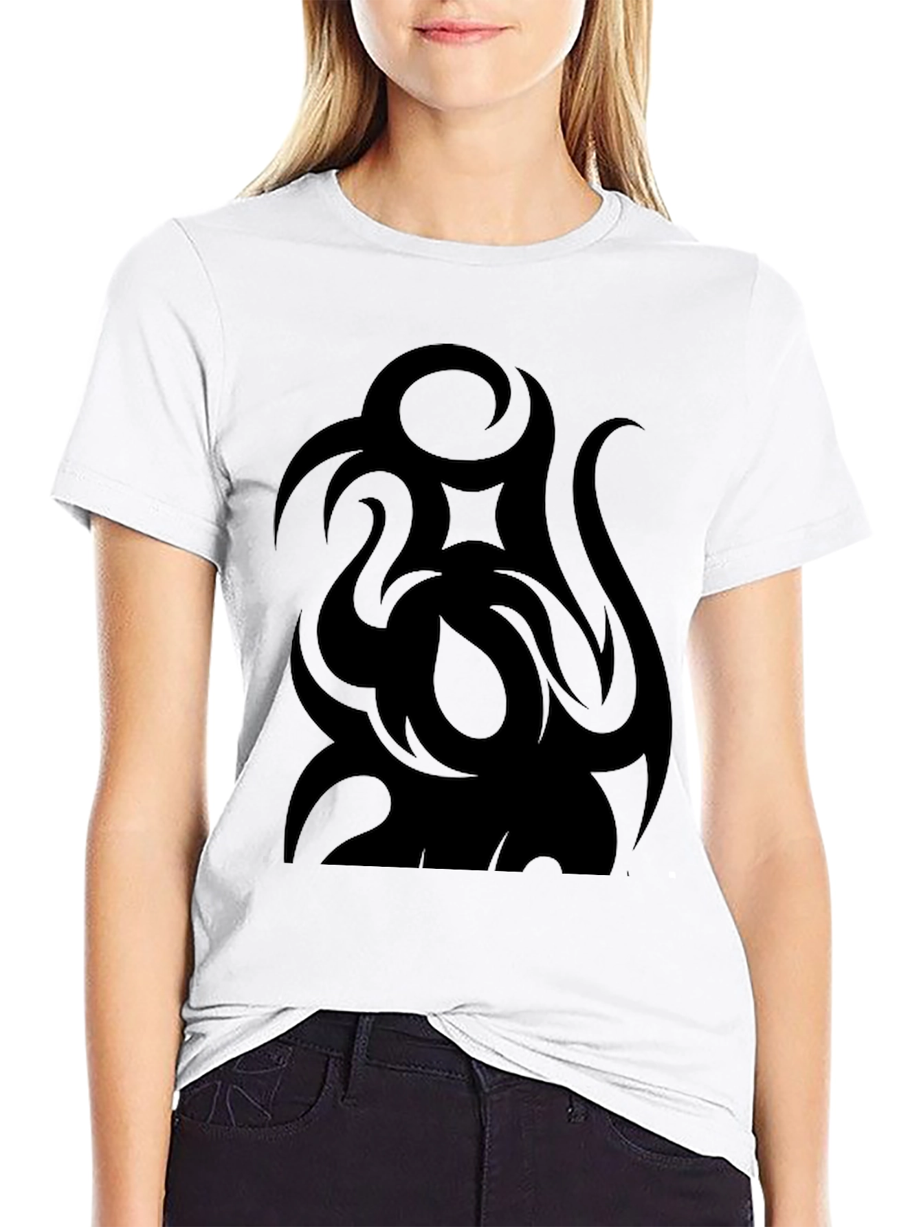 Black Black Tribal Design T-Shirt view 9