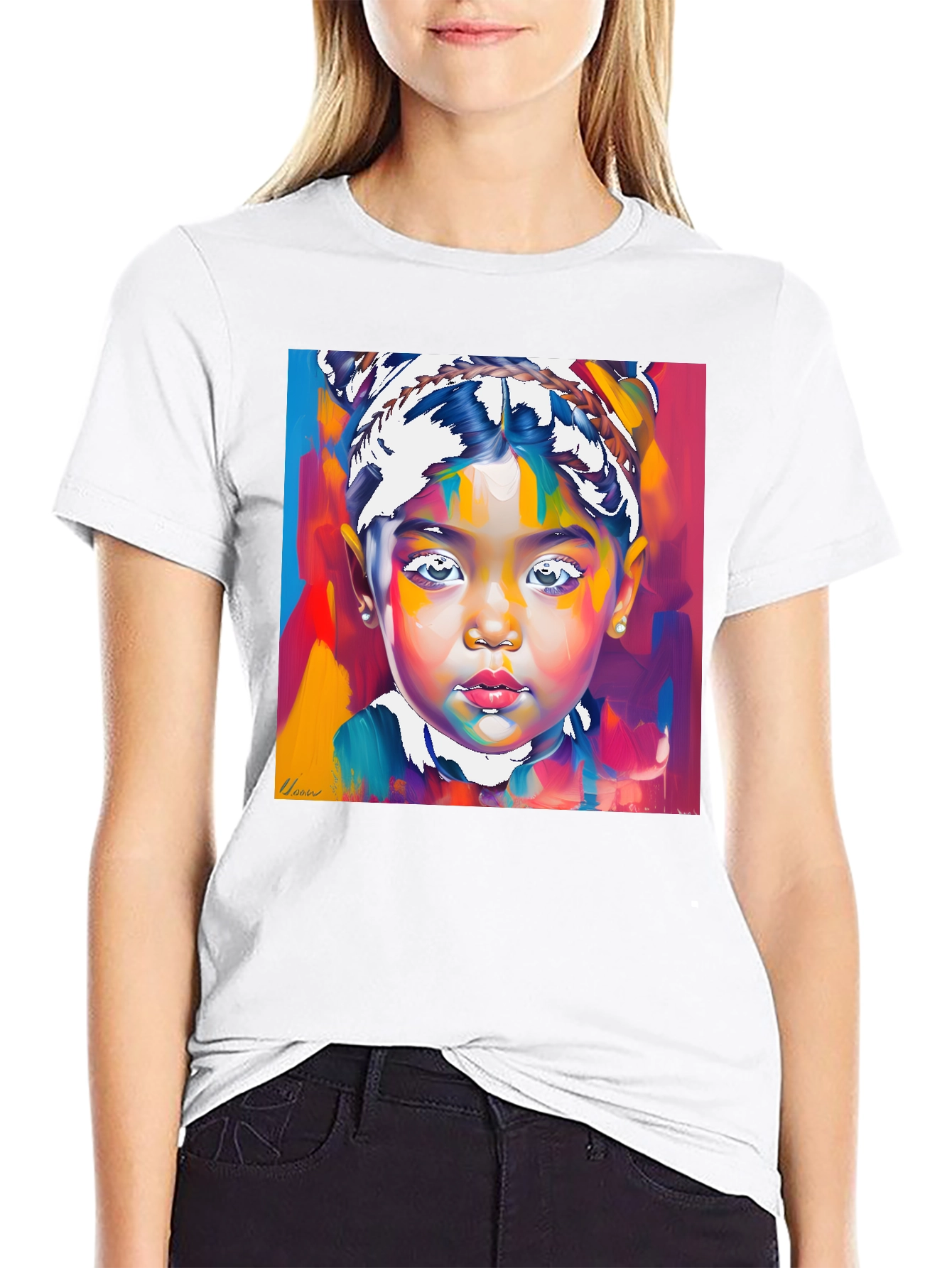 Black Artistic Child Portrait Graphic Tee - Bold & Unique view 9