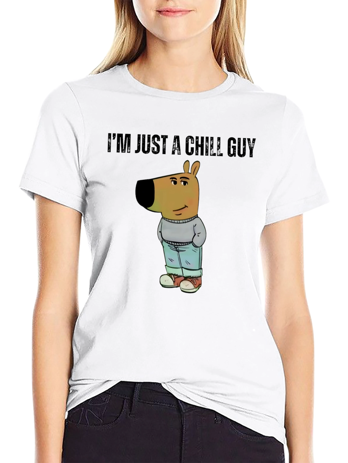 Black Chill Guy Cartoon Dog T-Shirt view 9