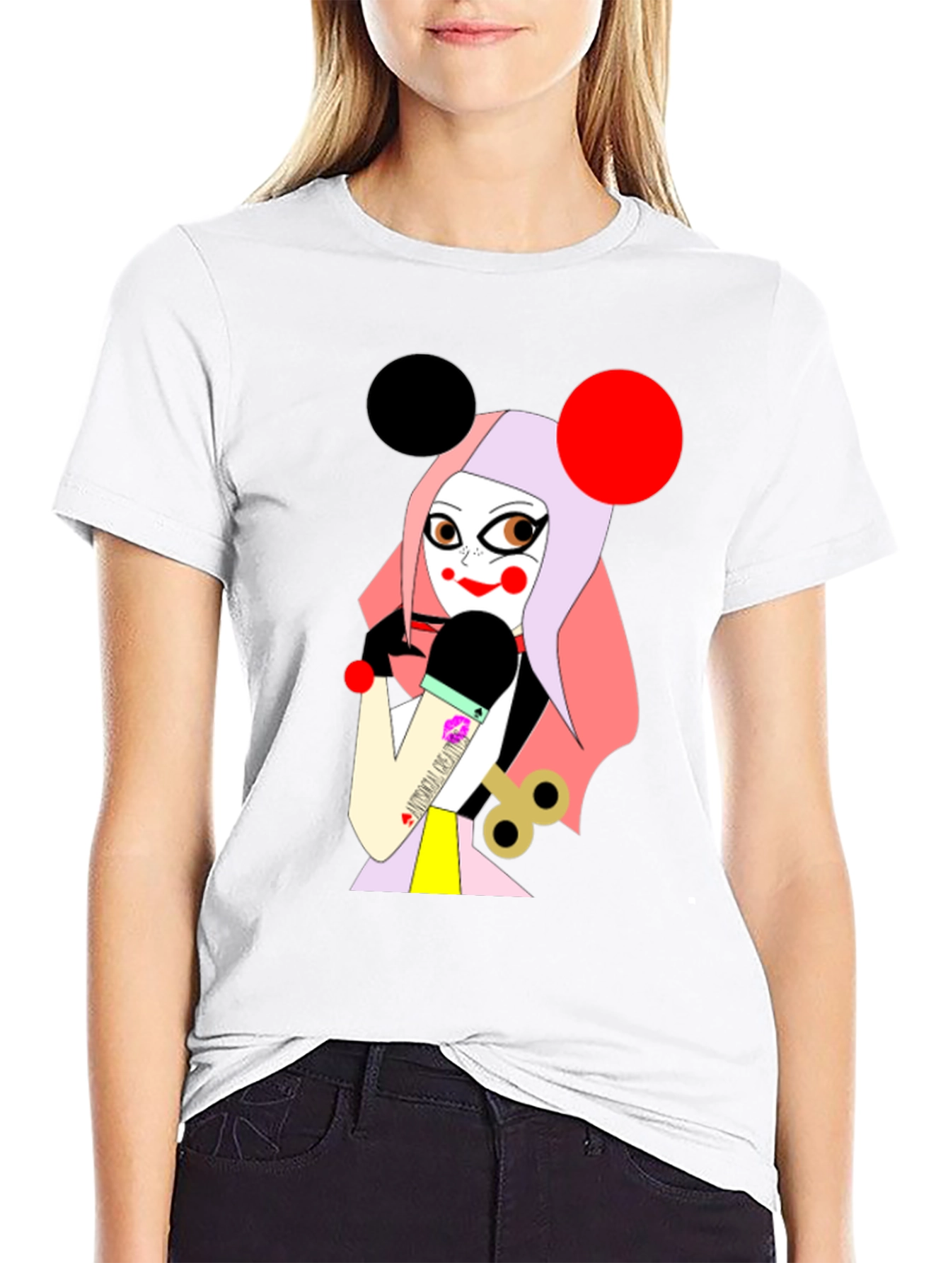 Black Unique Graphic T-Shirt: Cartoon Character view 9