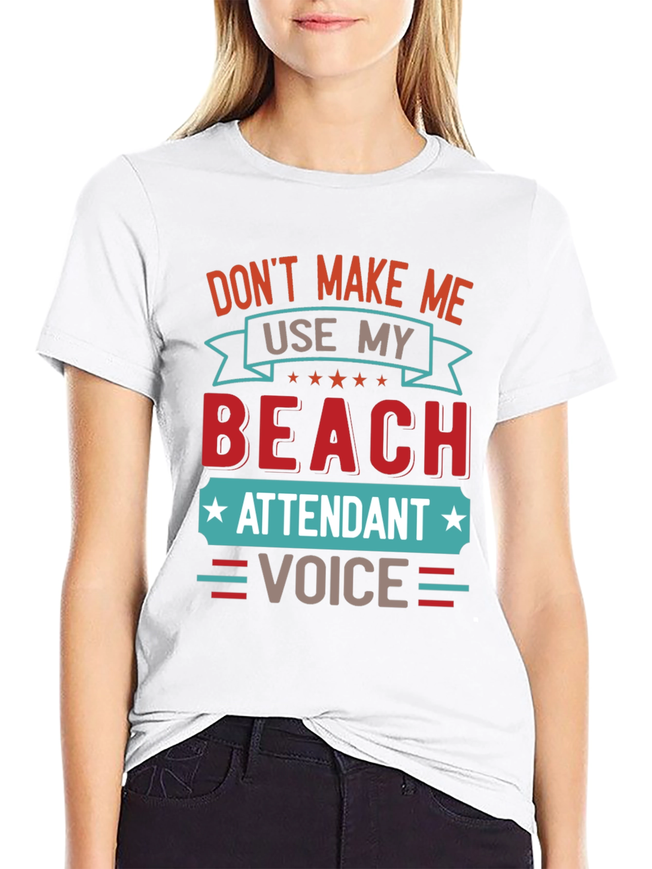 Black Beach Attendant Voice Funny T-Shirt view 9