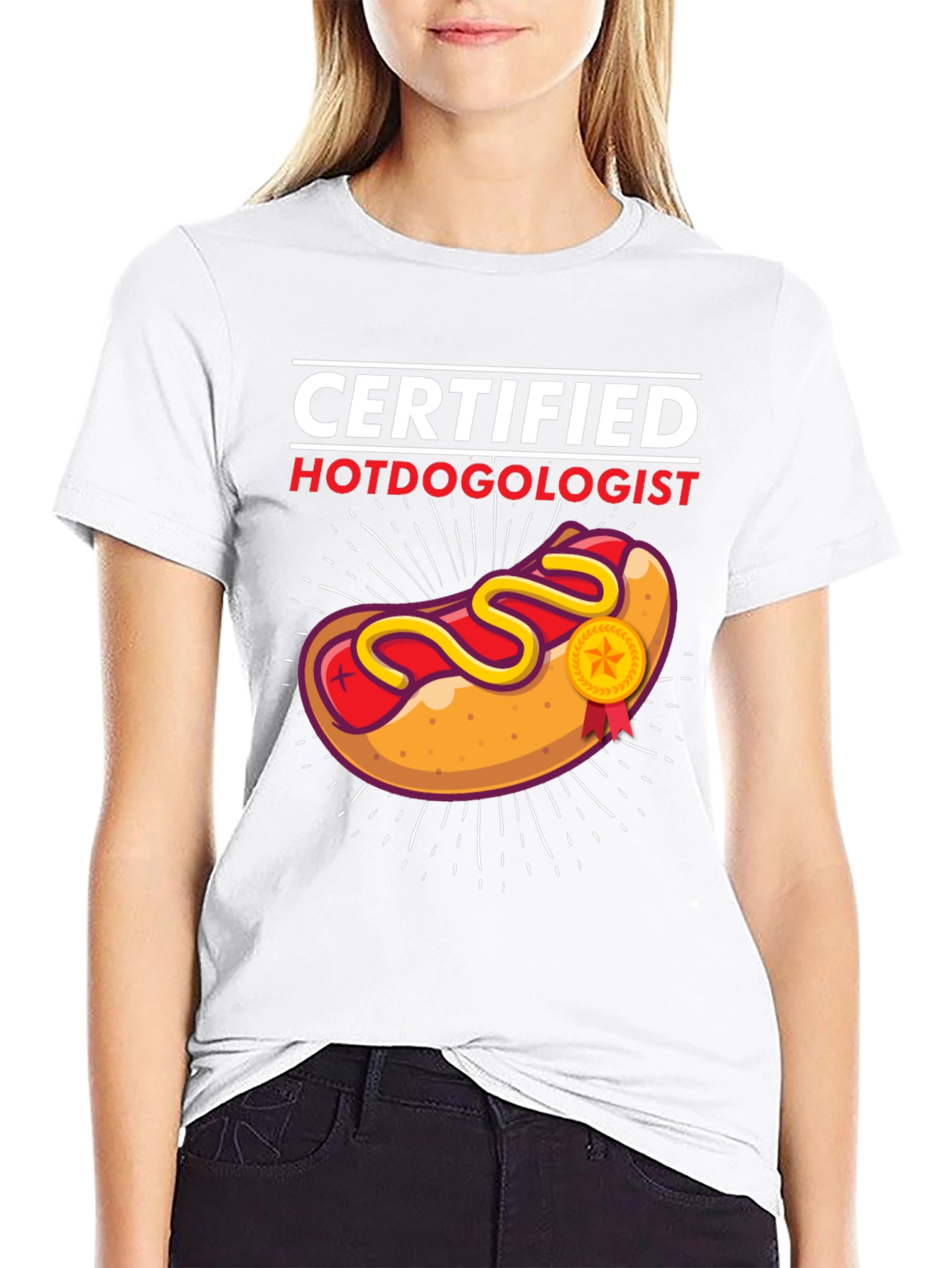 Black Certified Hotdogologist Black Graphic T-Shirt view 9
