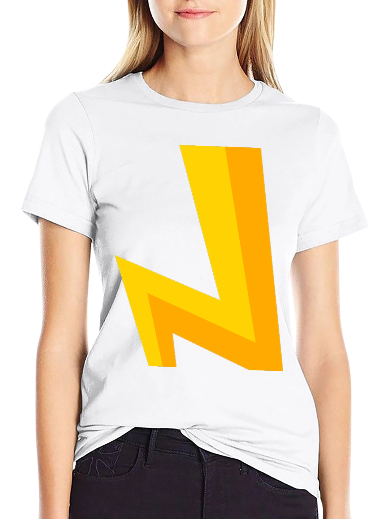 Black Modern Geometric Tee - Bold Yellow Design view 9