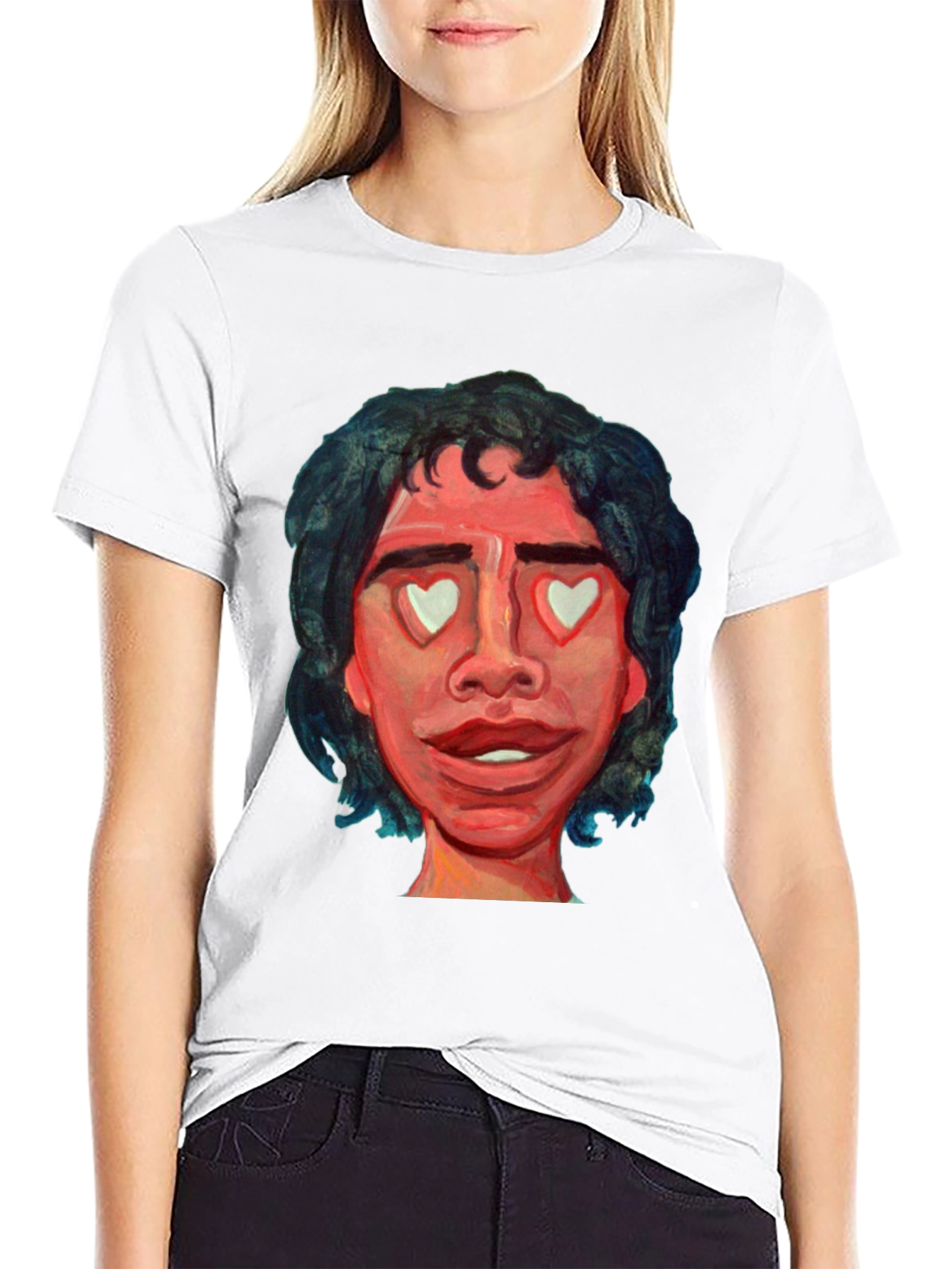 Black Heart Eyes Portrait Graphic Tee - Black view 9