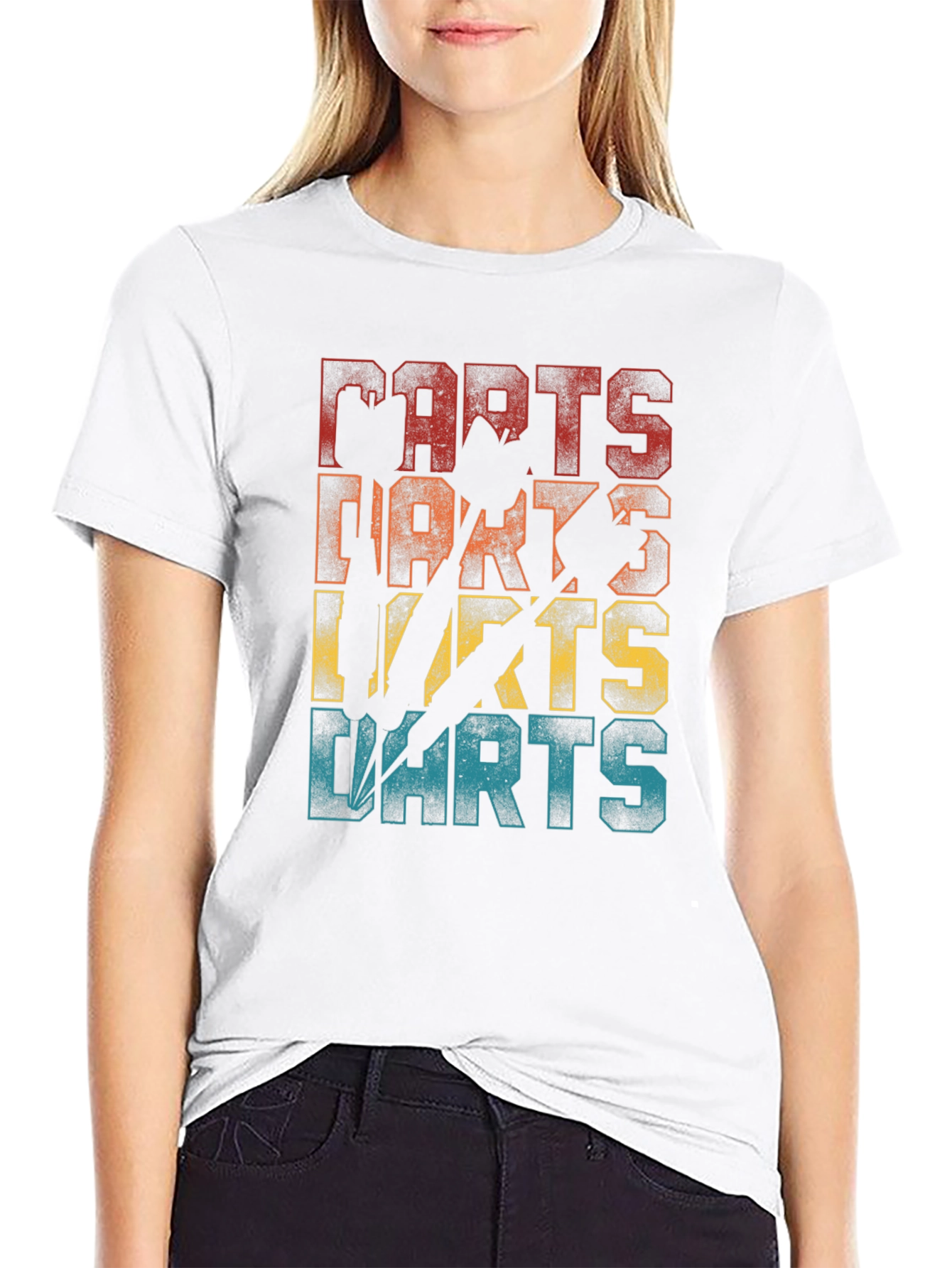 Black Retro Darts T-Shirt | Claw Mark Dart Design view 9