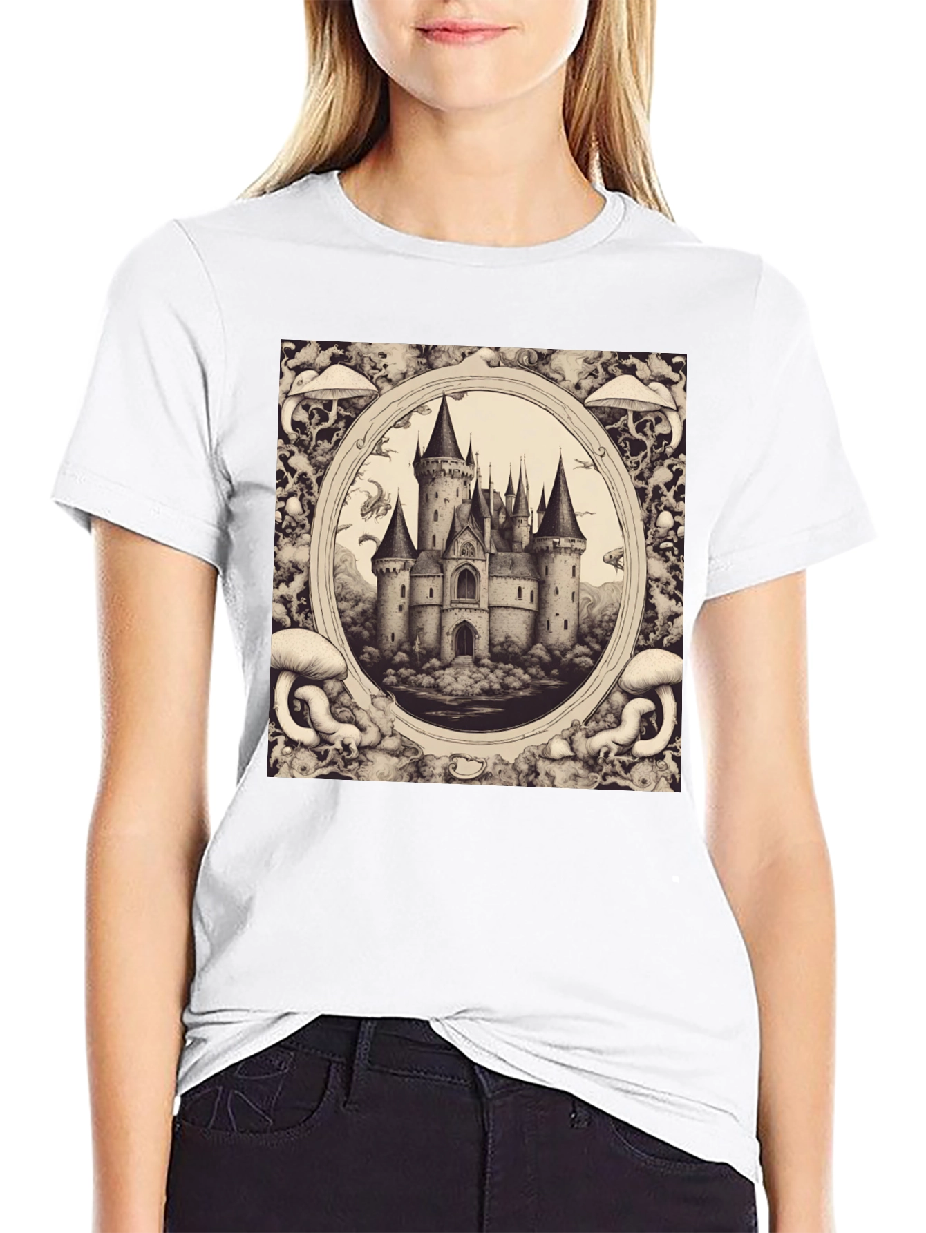 Black Castle Sketch Graphic Tee view 9