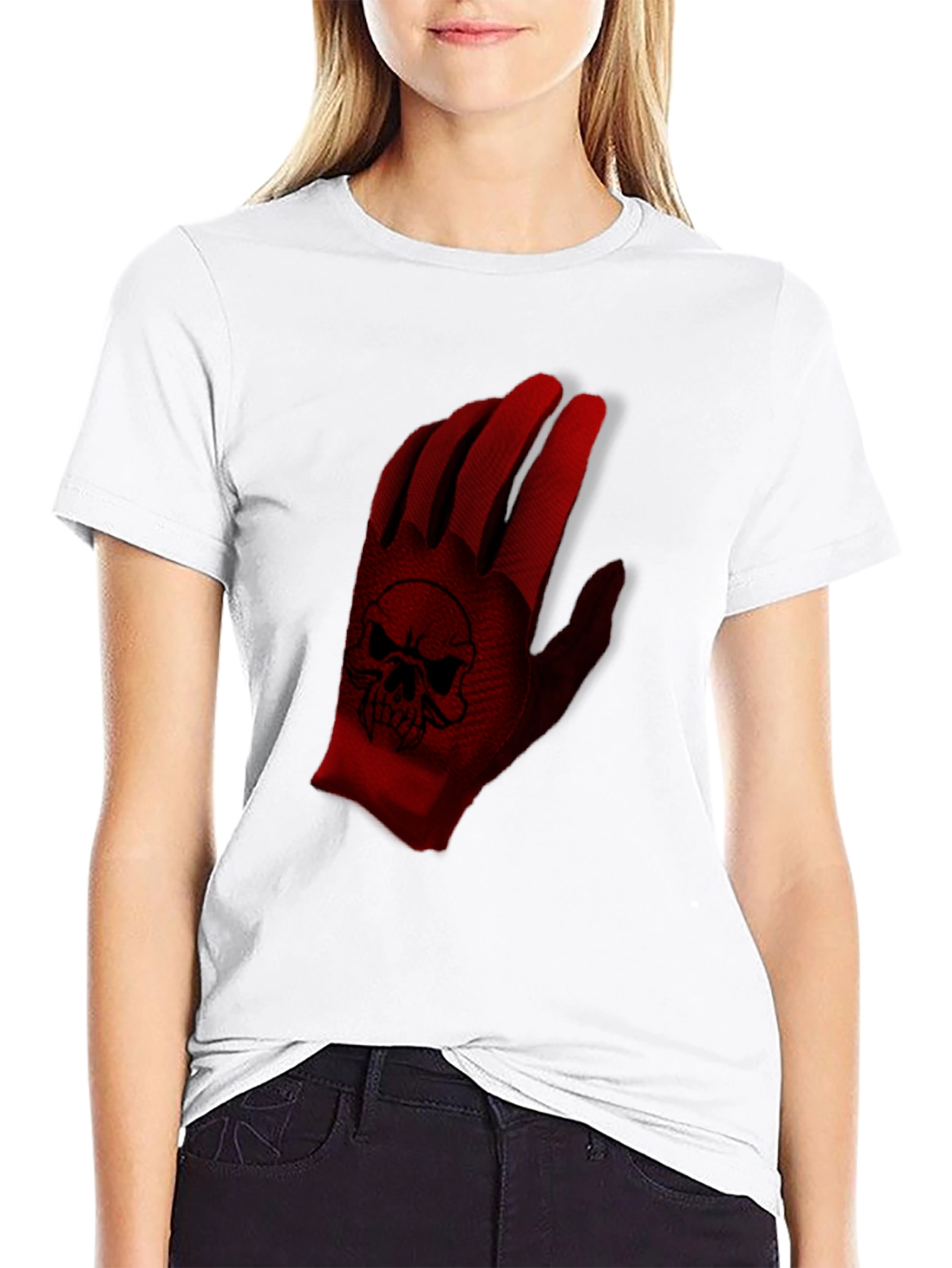 Black Skull Glove Graphic T-Shirt view 9