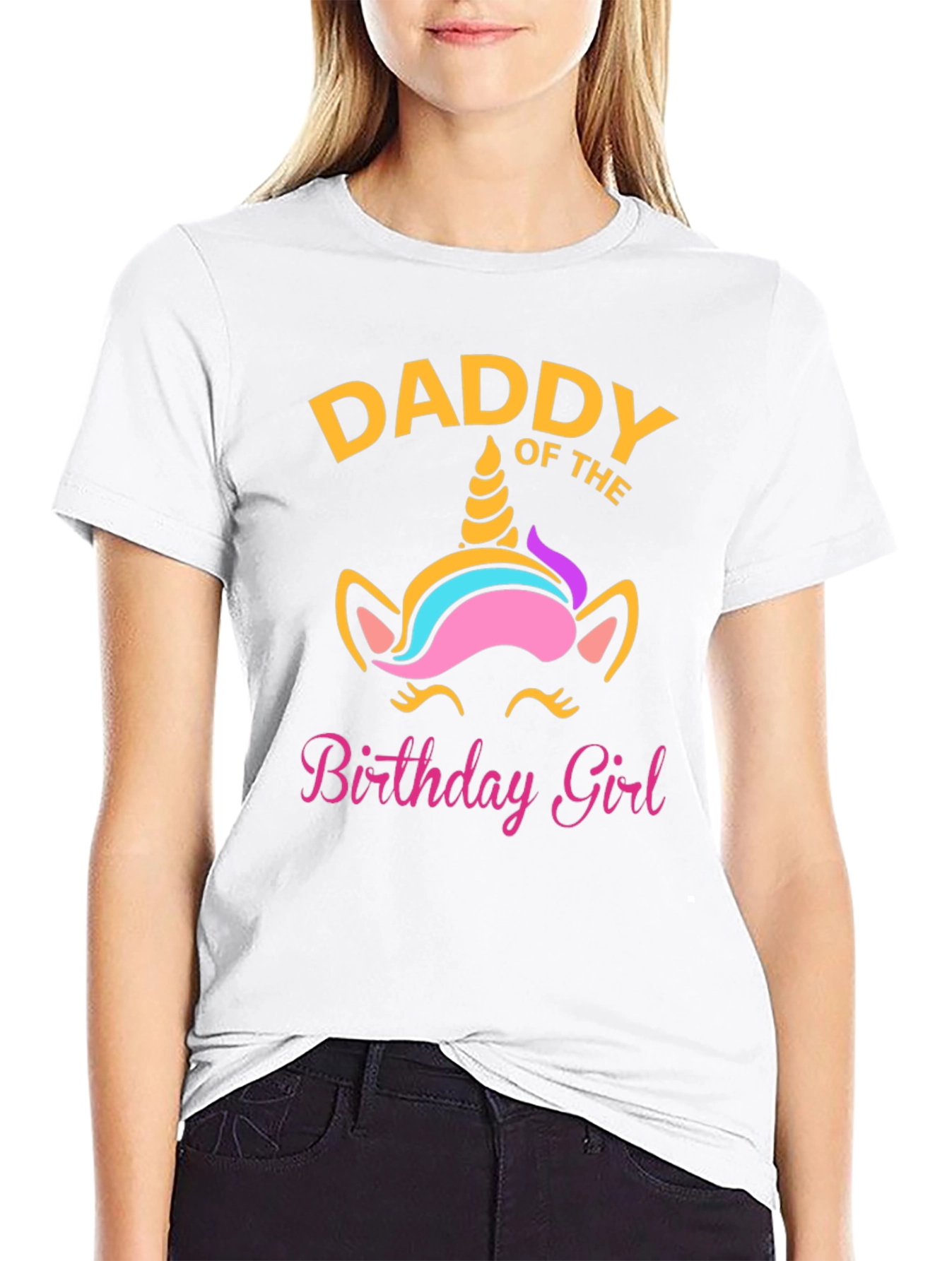 Black Daddy of the Birthday Girl Unicorn T-Shirt view 9