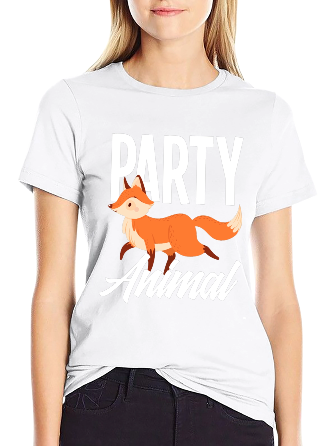 Black Party Animal Fox Graphic T-Shirt - Unisex view 9