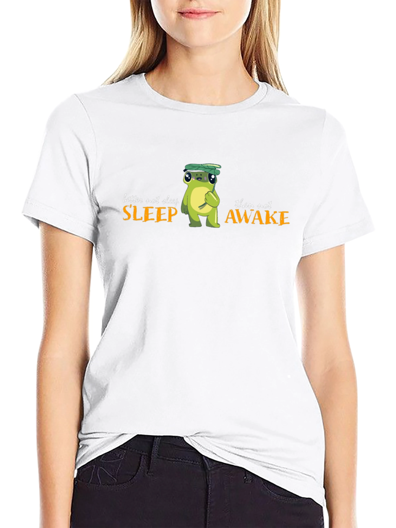 Black Better Not Sleep Frog Graphic Black T-Shirt view 9