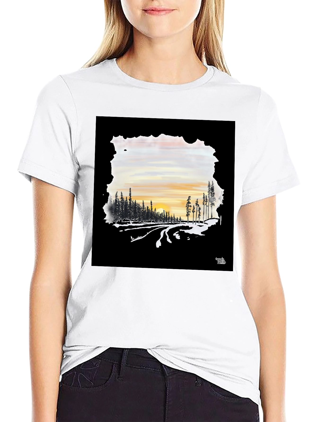 Black Sunset Road Black Graphic Tee view 9