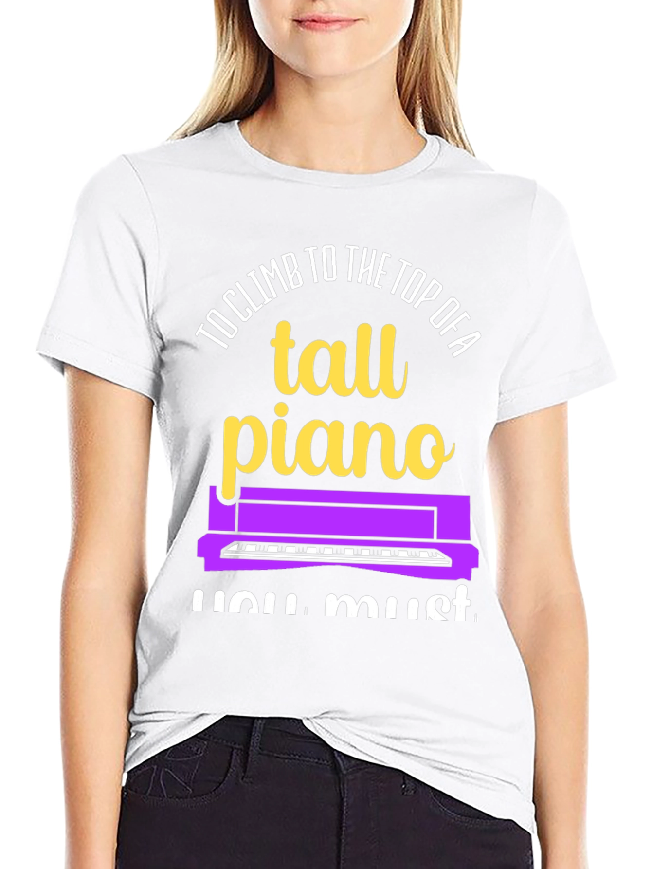 Black Tall Piano Graphic Tee - Musician's Novelty Shirt view 9