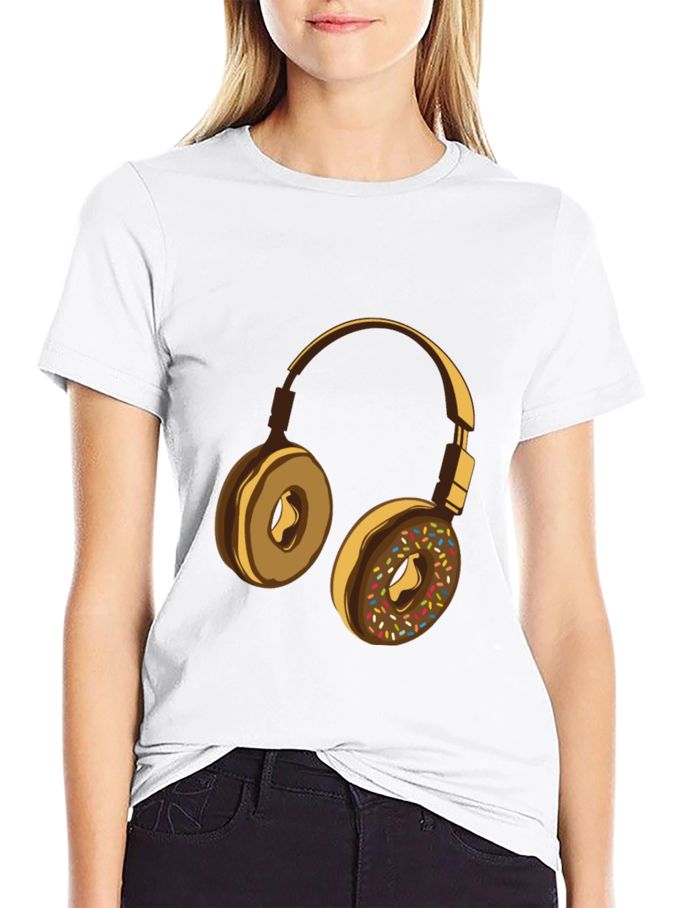 Black Donut Headphones Graphic Tee - Music Lover's Shirt view 9