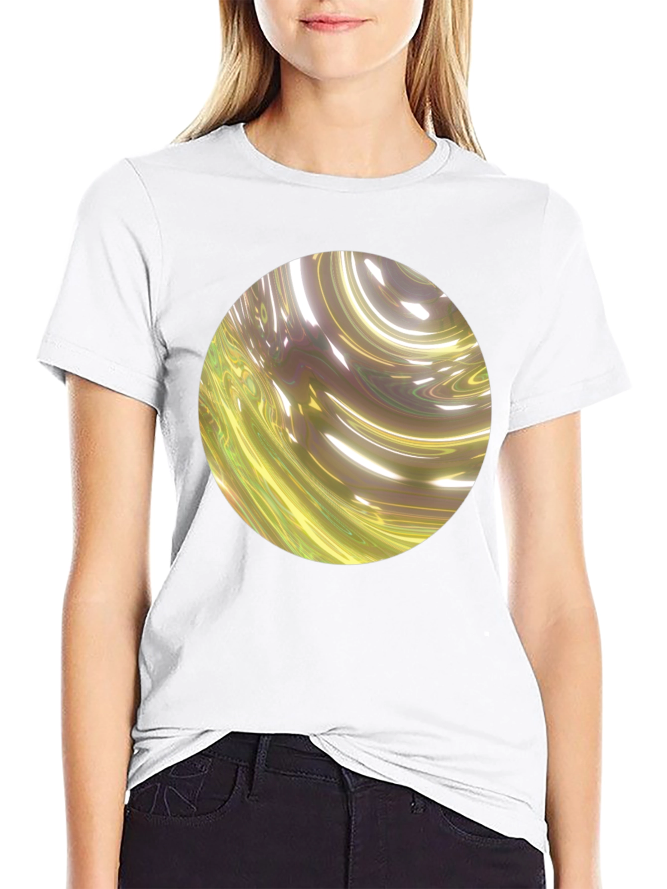 Black Abstract Swirl Graphic Black T-Shirt view 9