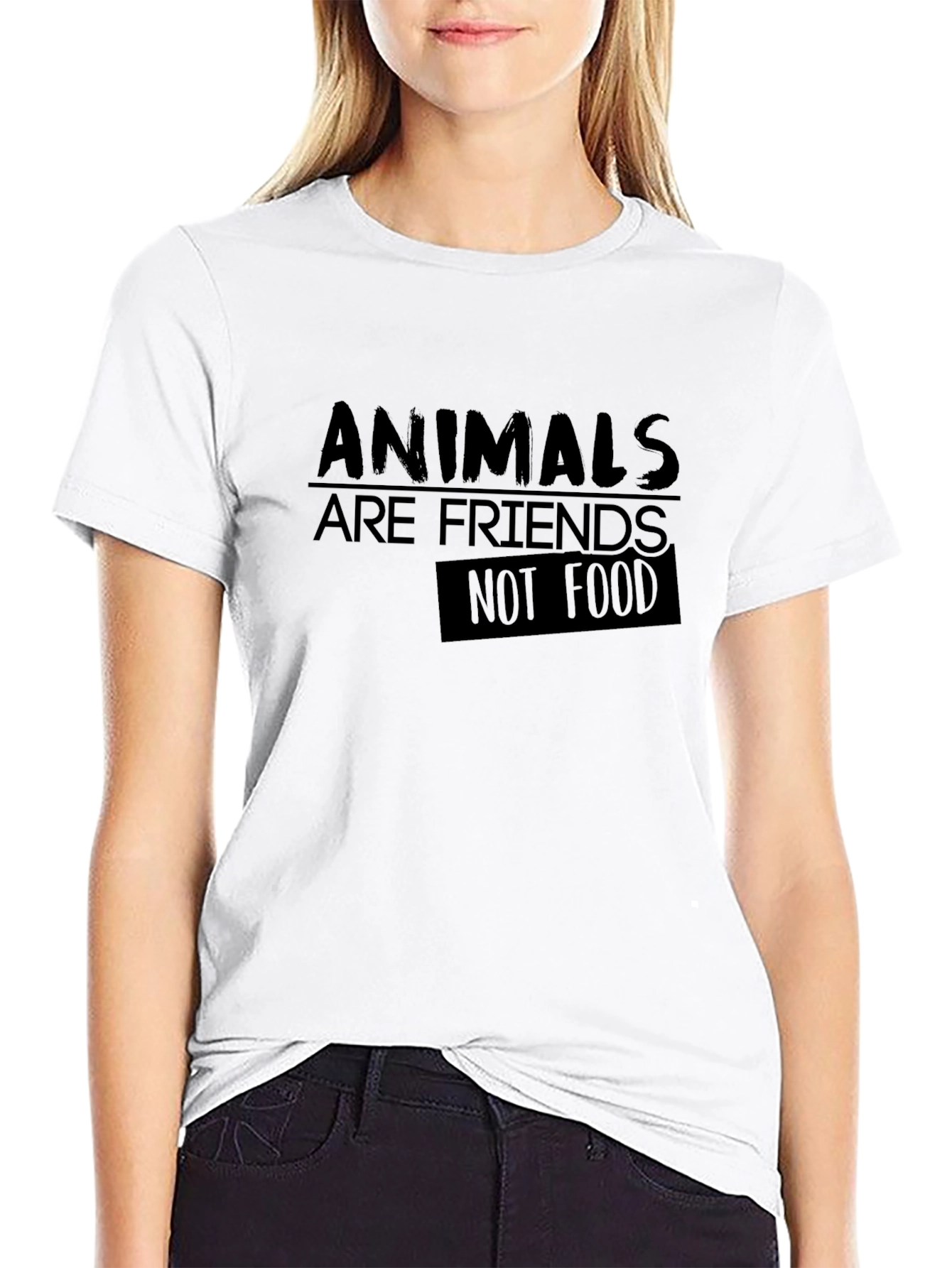 Black Animals Are Friends Not Food Tee view 9