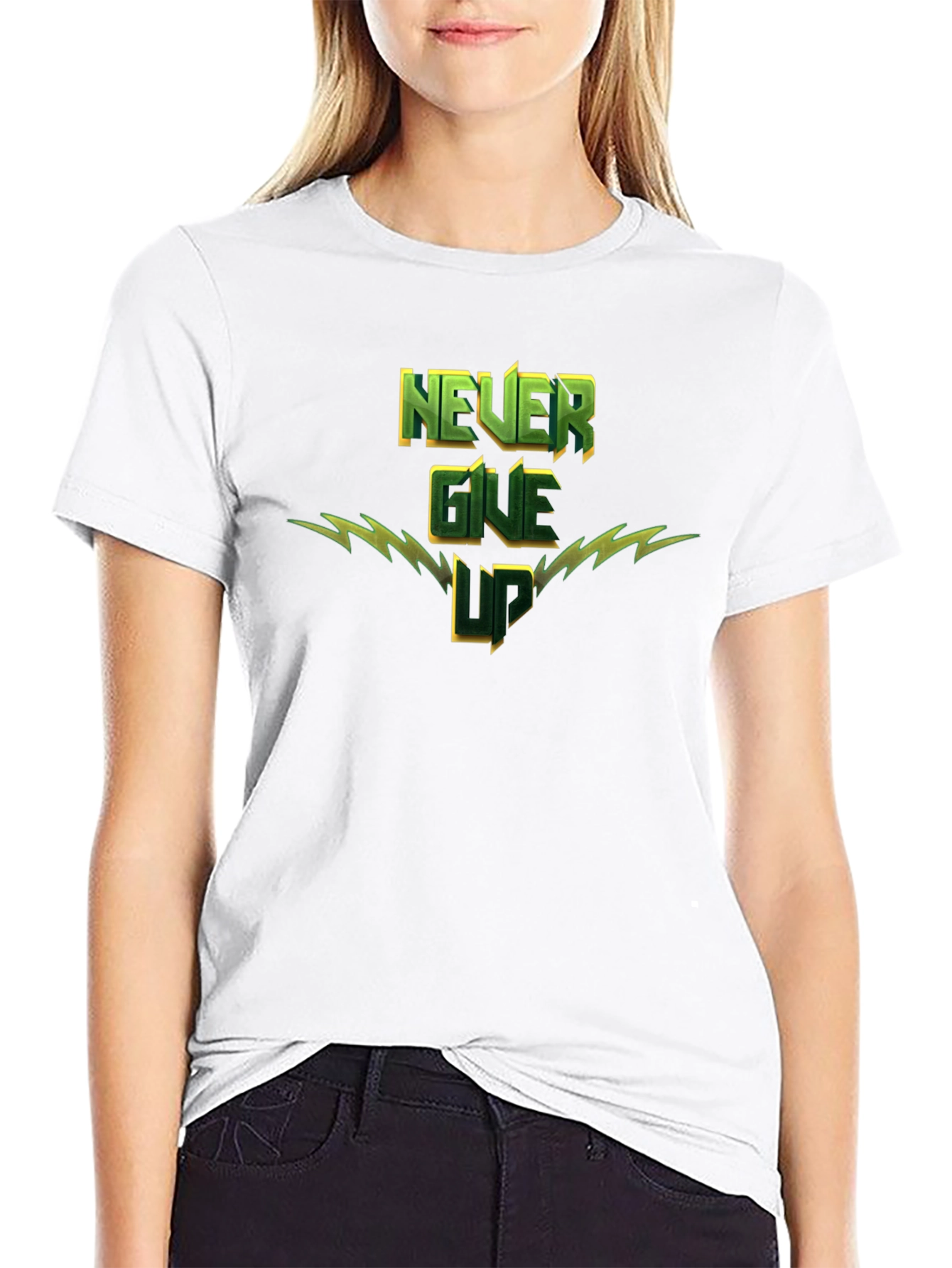 Black Never Give Up Graphic T-Shirt - Motivational Tee view 9