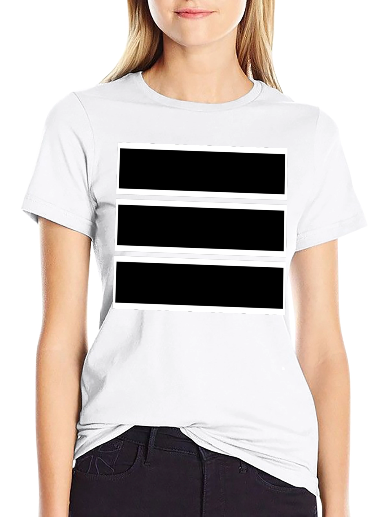 Black Black Tee with Bold Rectangular Design view 9
