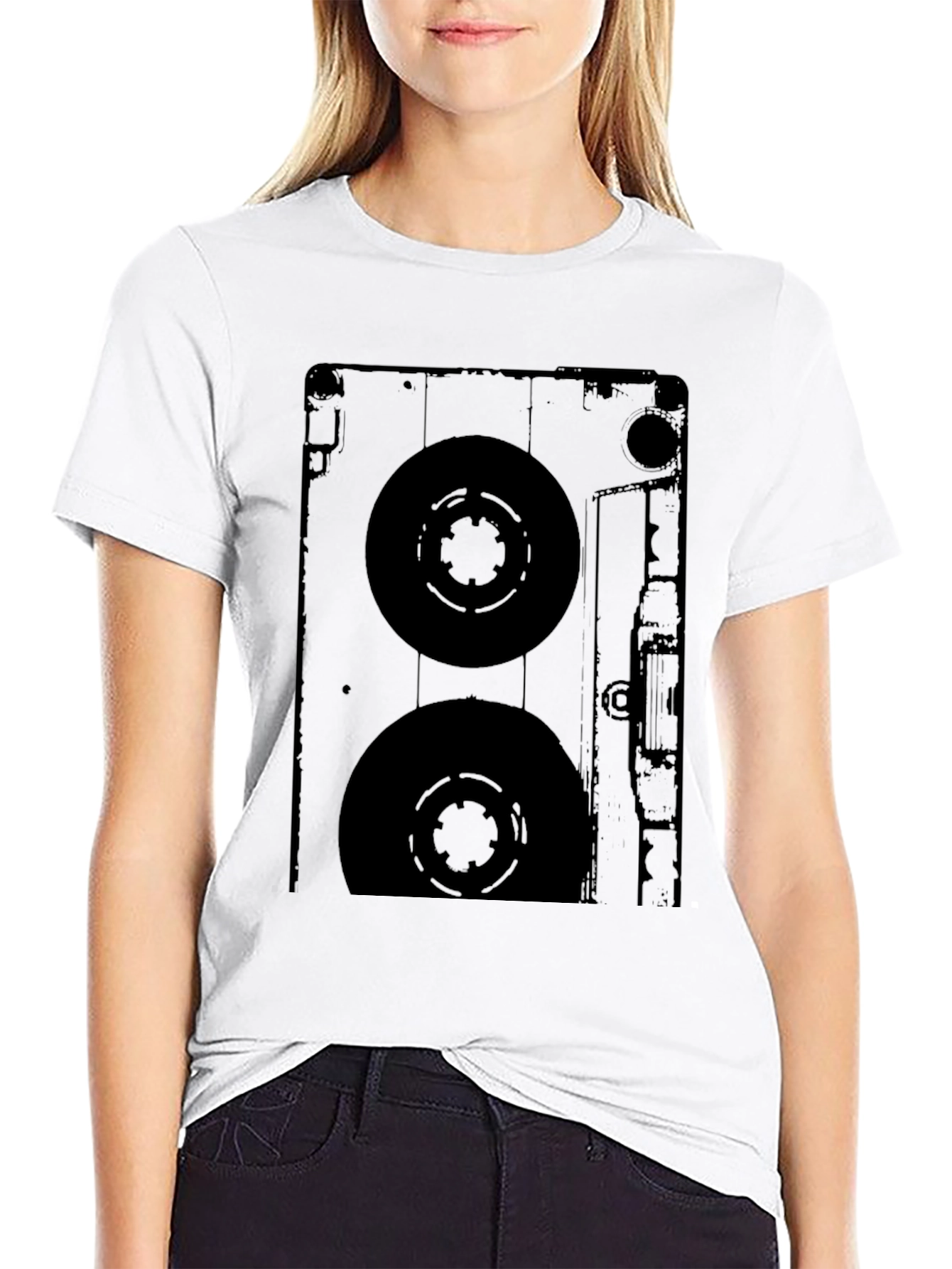 Black Retro Cassette Tape Black Graphic T-Shirt view 9
