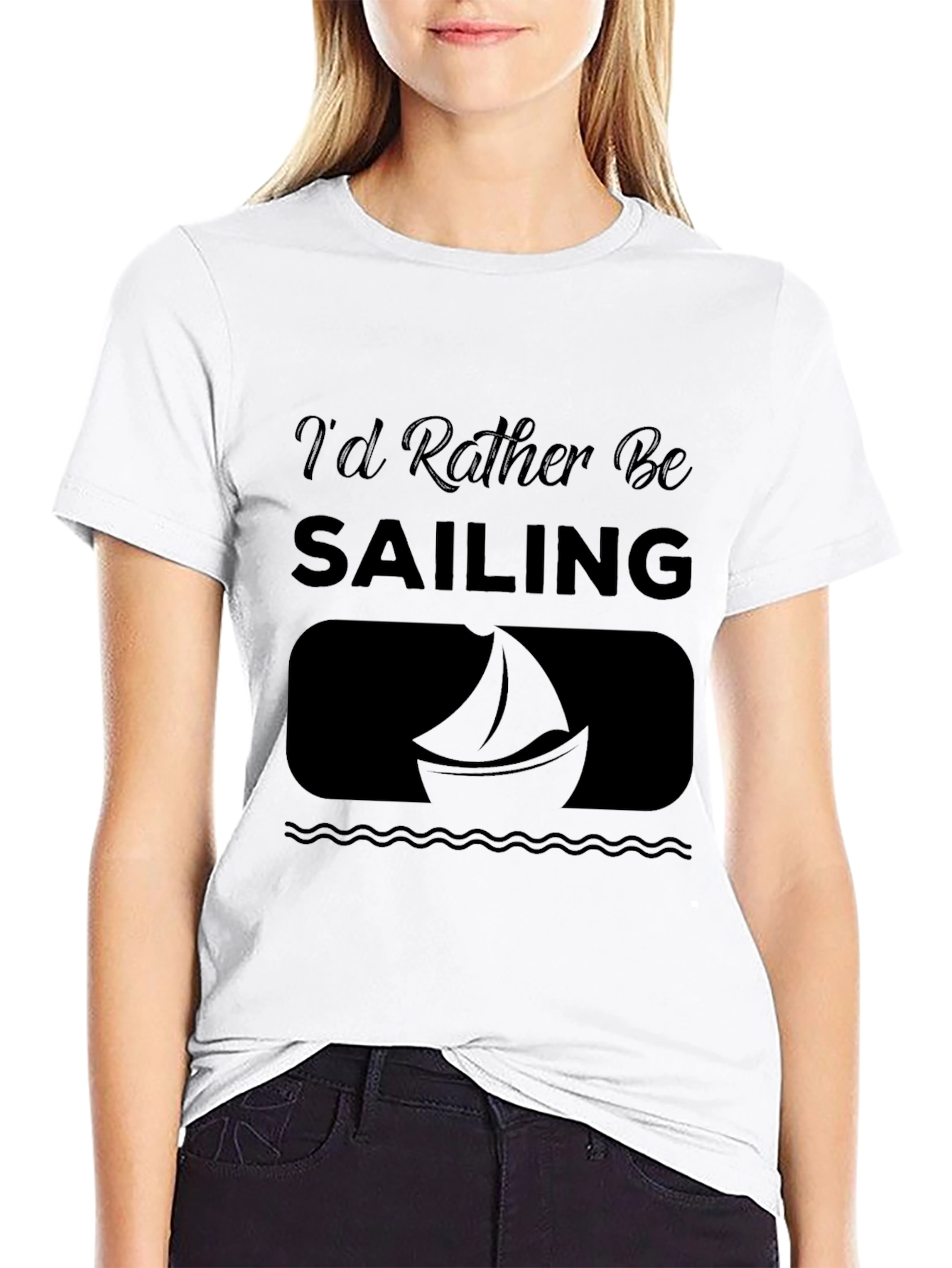 Black Sailing T-Shirt - "I'd Rather Be Sailing" - Soft Cotton view 9