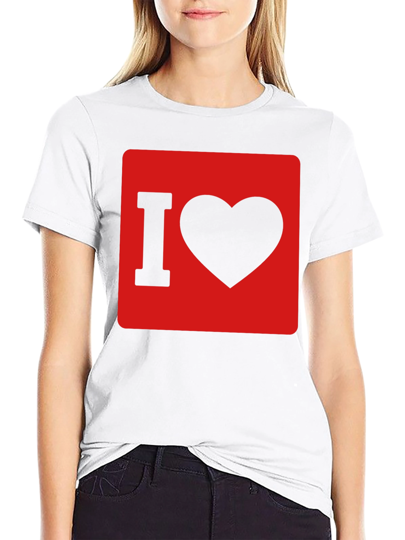 Black I Love Heart Graphic T-Shirt - Black Cotton Tee view 9