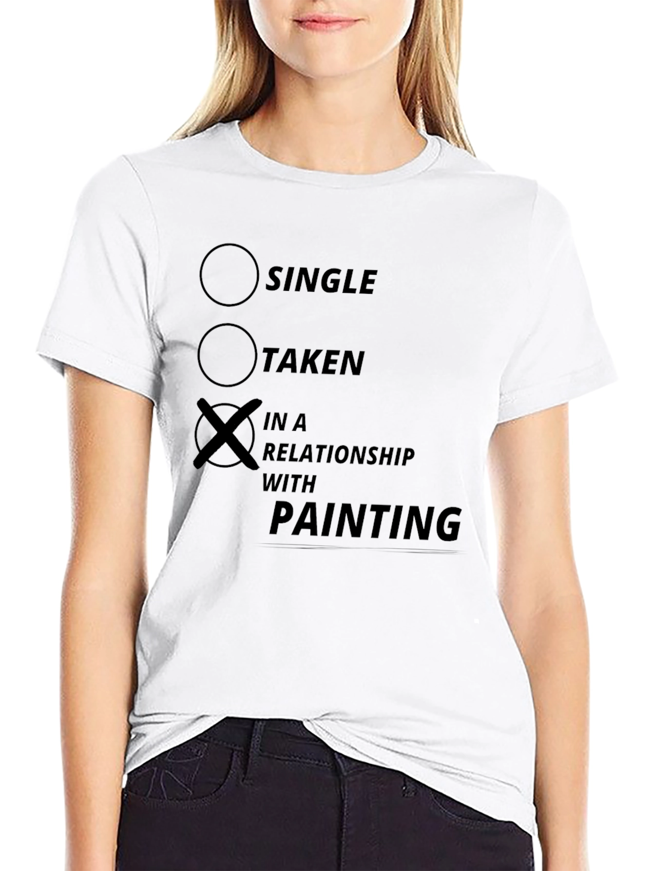 Black Relationship with Painting T-Shirt - Single Taken Artist Tee view 9