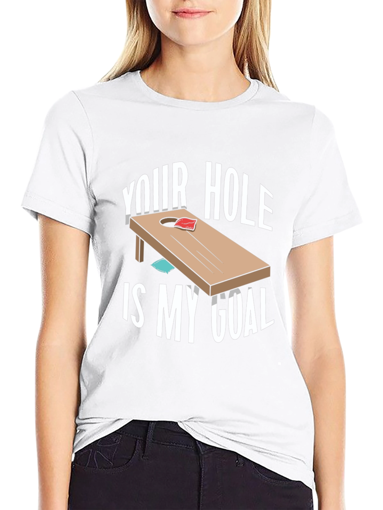 Black Your Hole Is My Goal Cornhole T-Shirt view 9