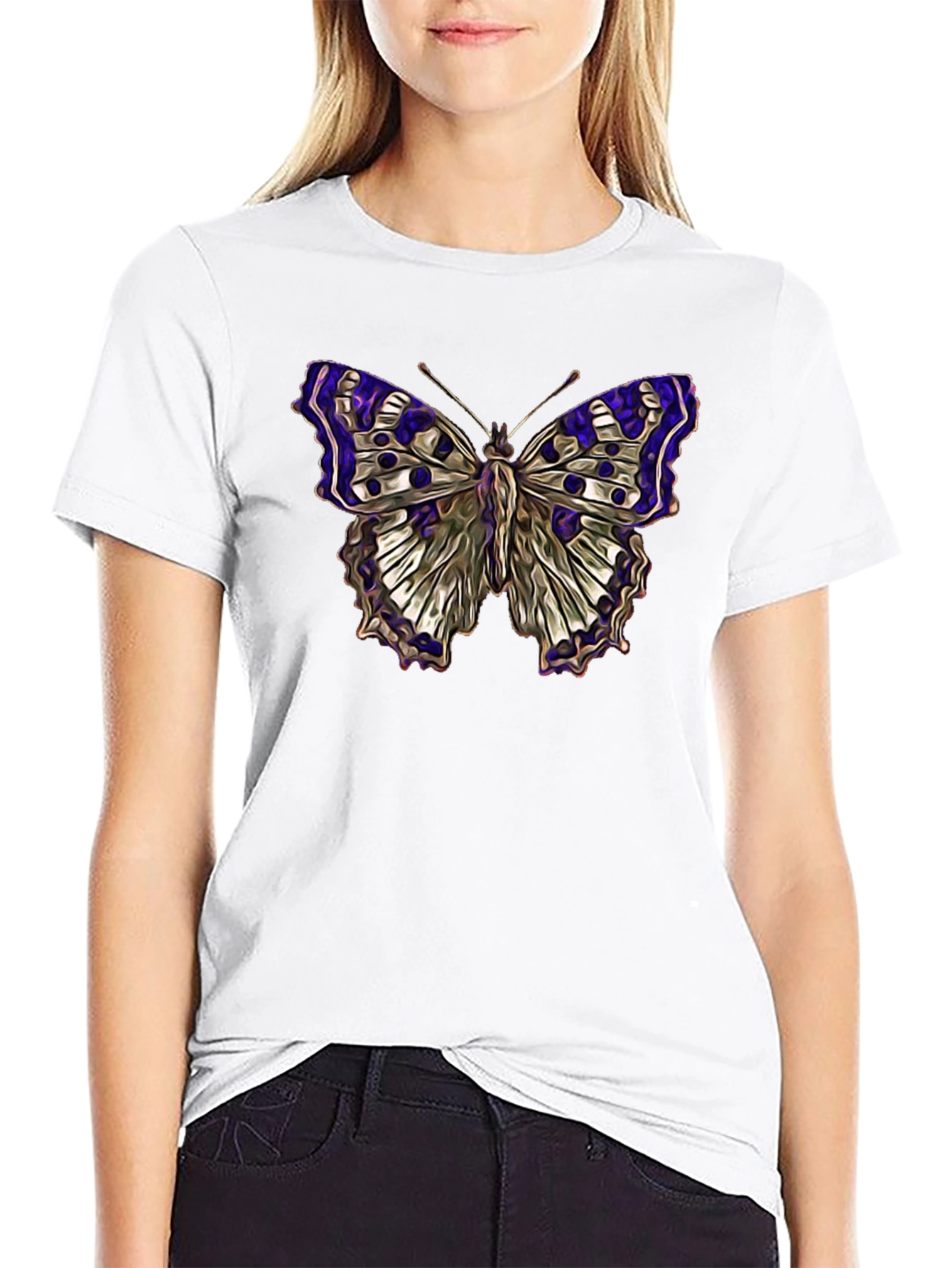 Butterfly Graphic Black T-Shirt for Men - 9